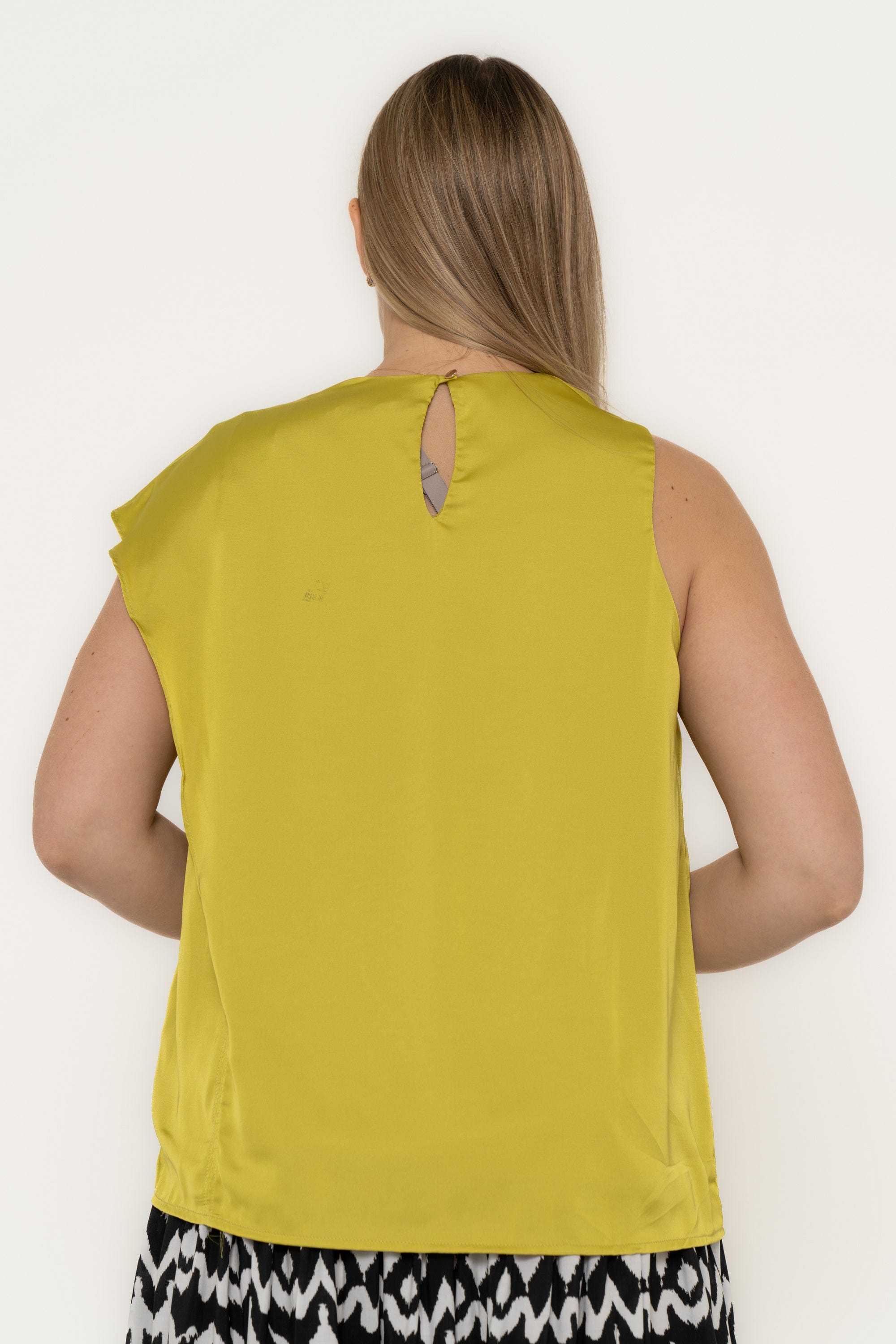 Yola Plain Satin Sleeveless Blouse