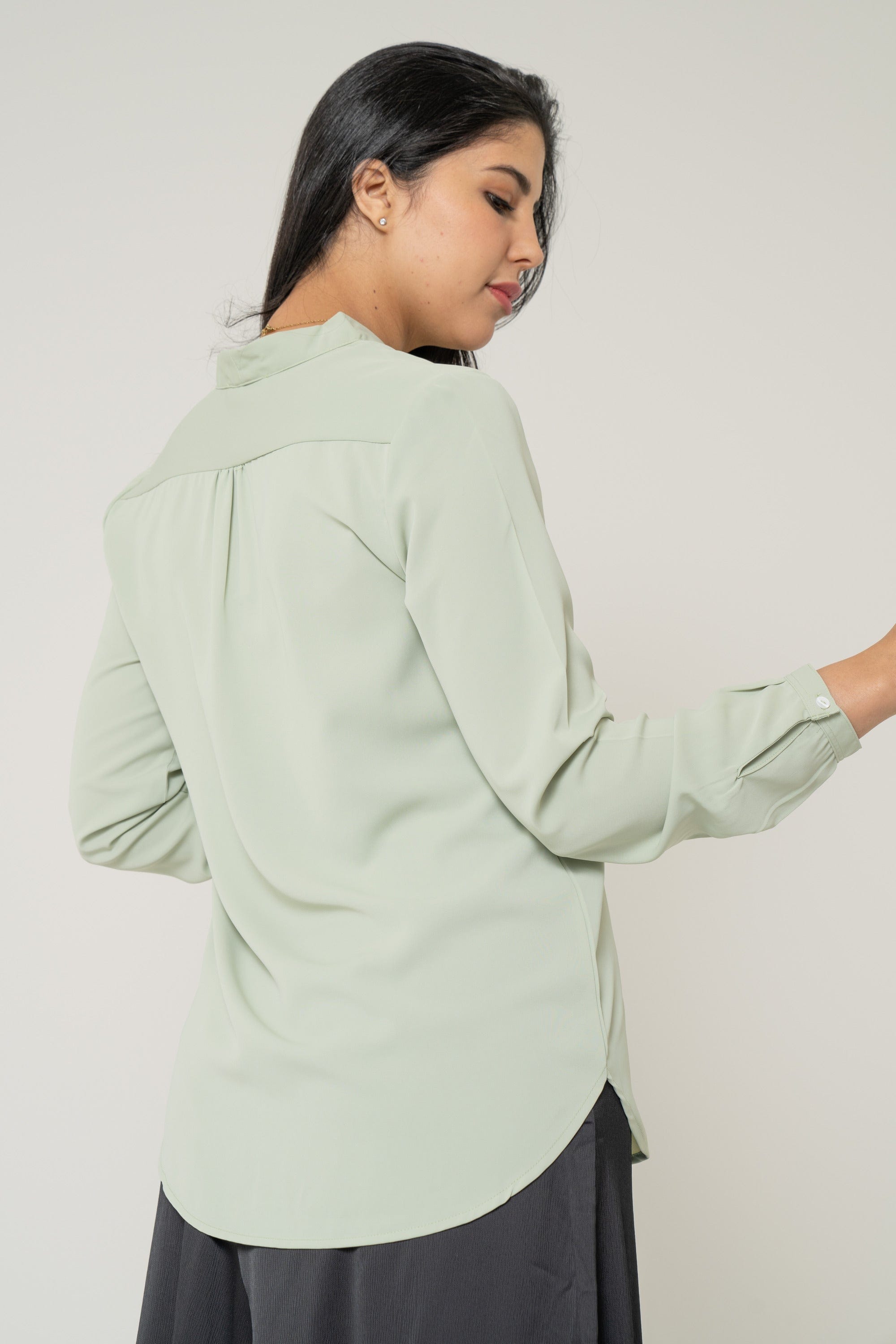 Long Blouse With Neck Bow For Work