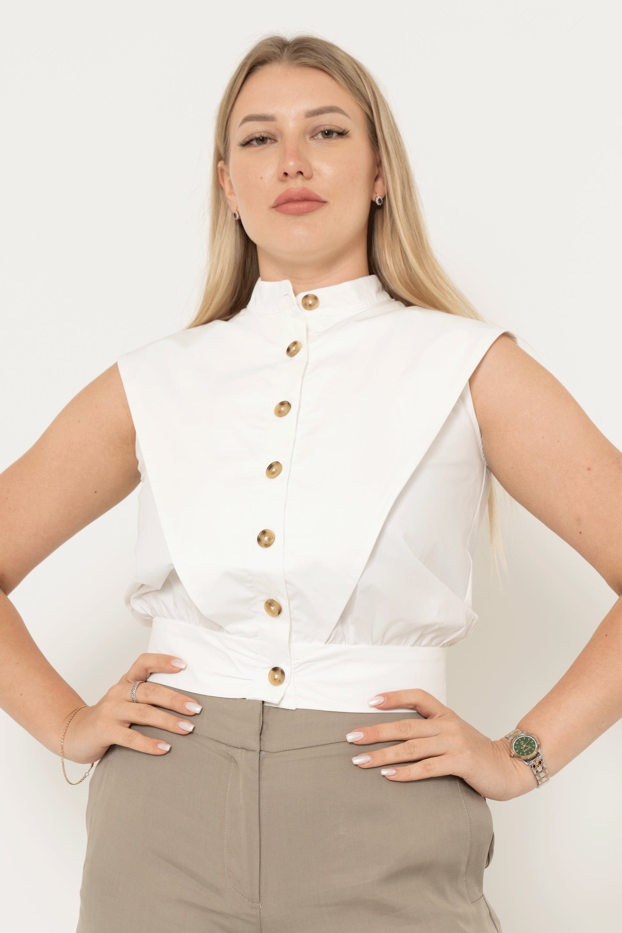 Short Front Button Blouse