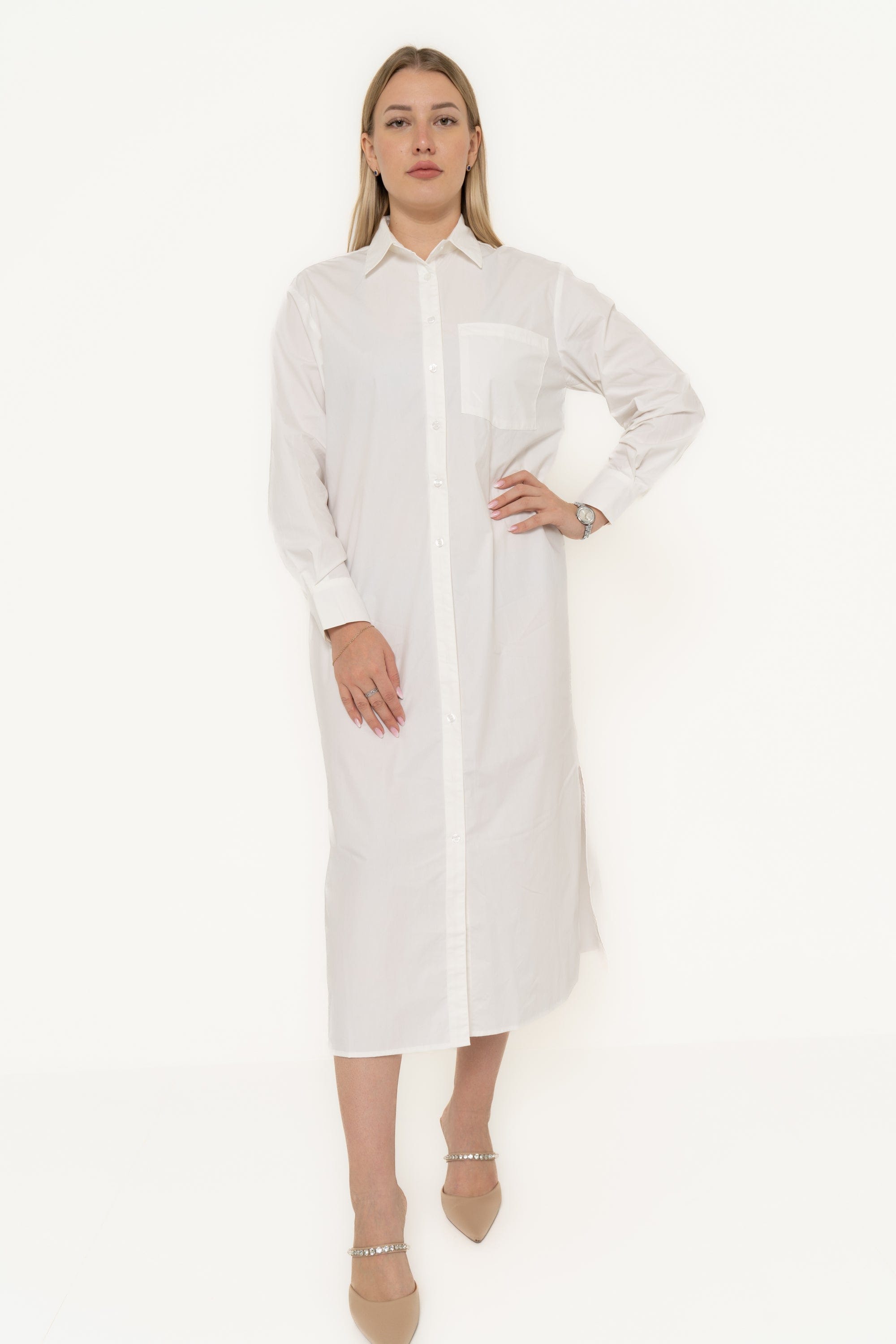 Yola Long Sleeve Dress with Side Neckline Opening