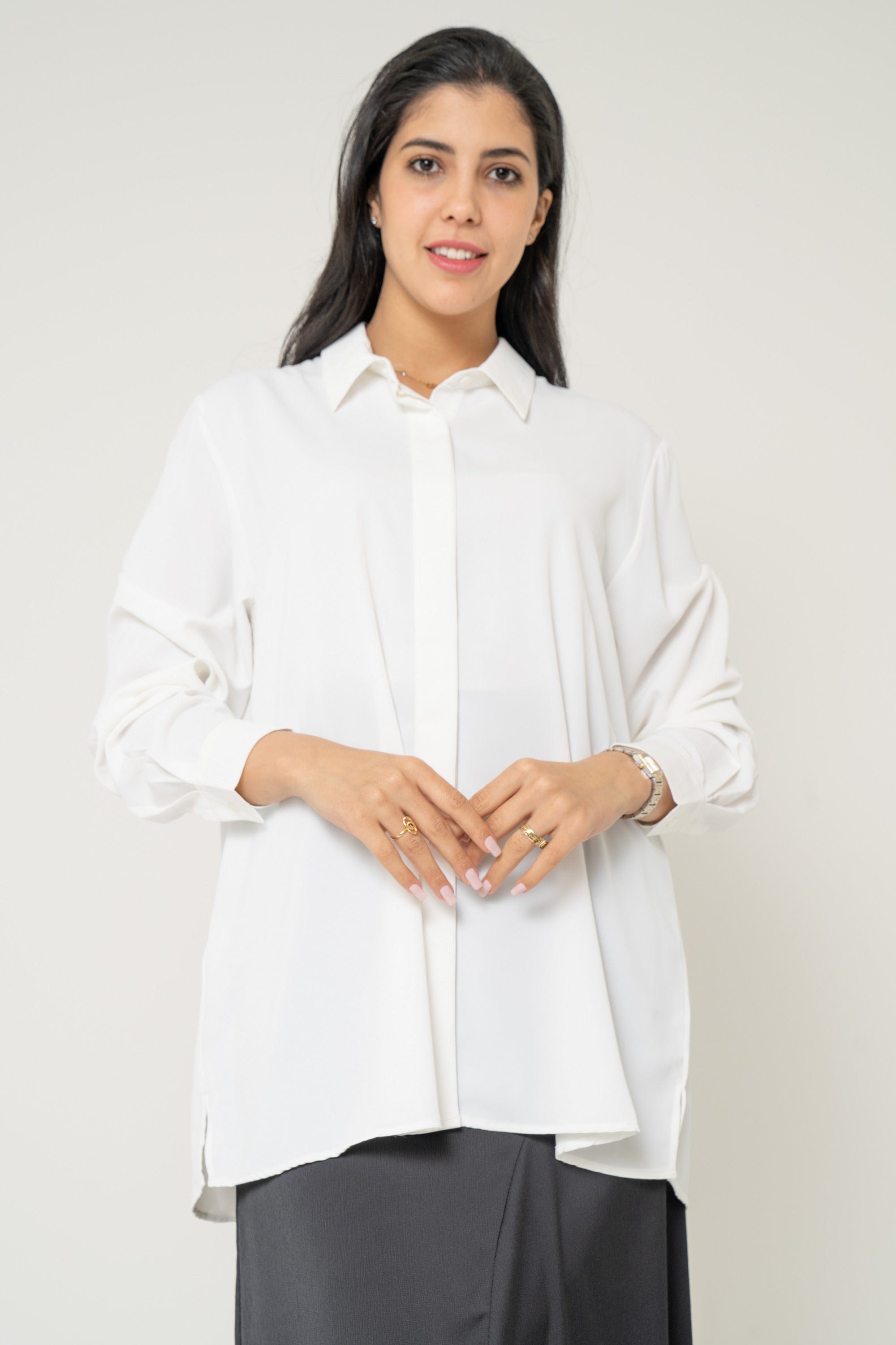 Yola Long Solid Shirt for Work