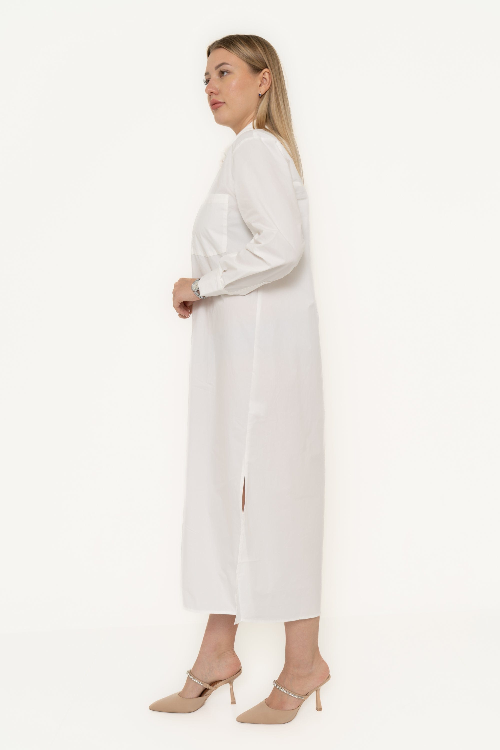 Yola Long Sleeve Dress with Side Neckline Opening