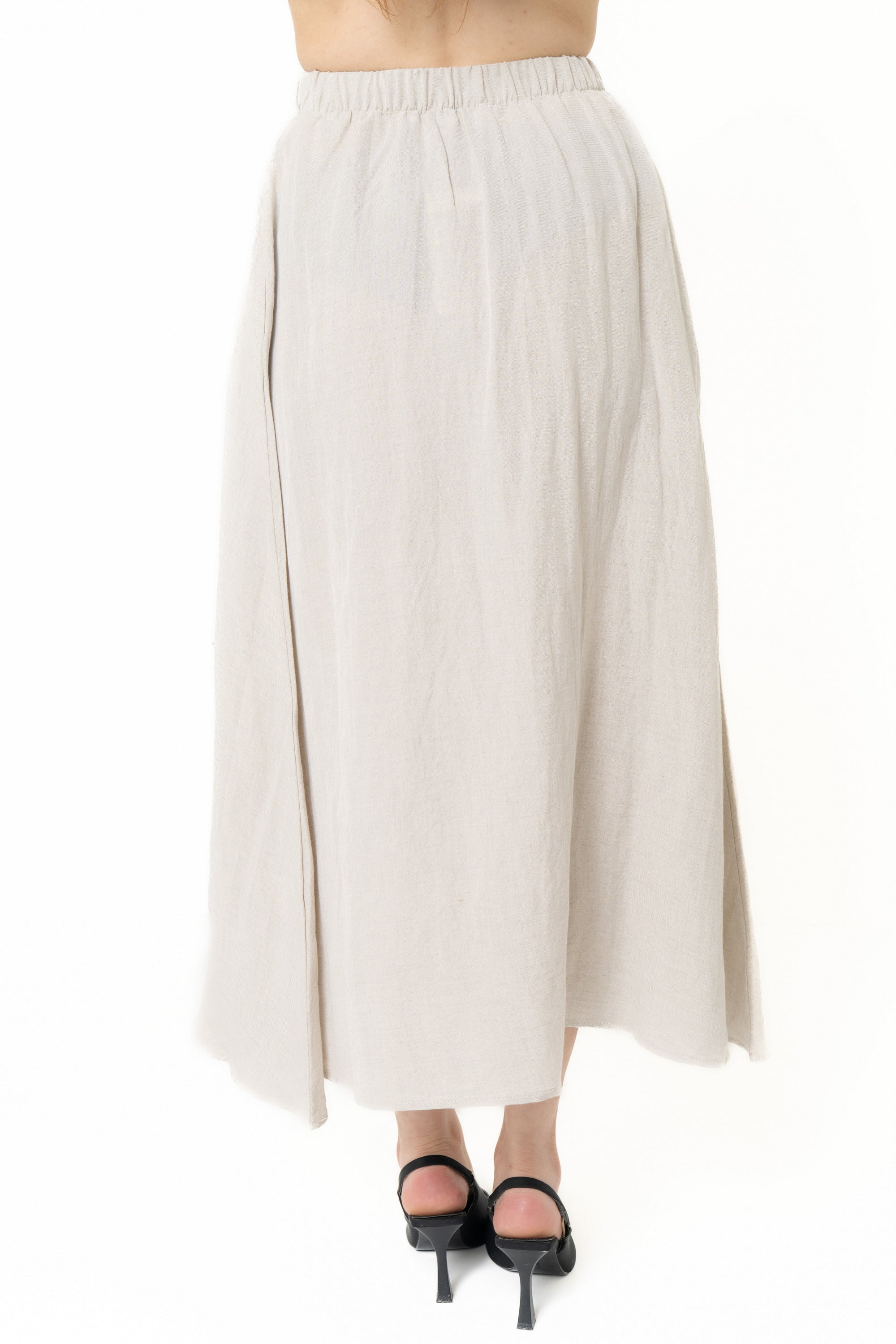 Yola Wide Plain Long Skirt with Ruffled Waist