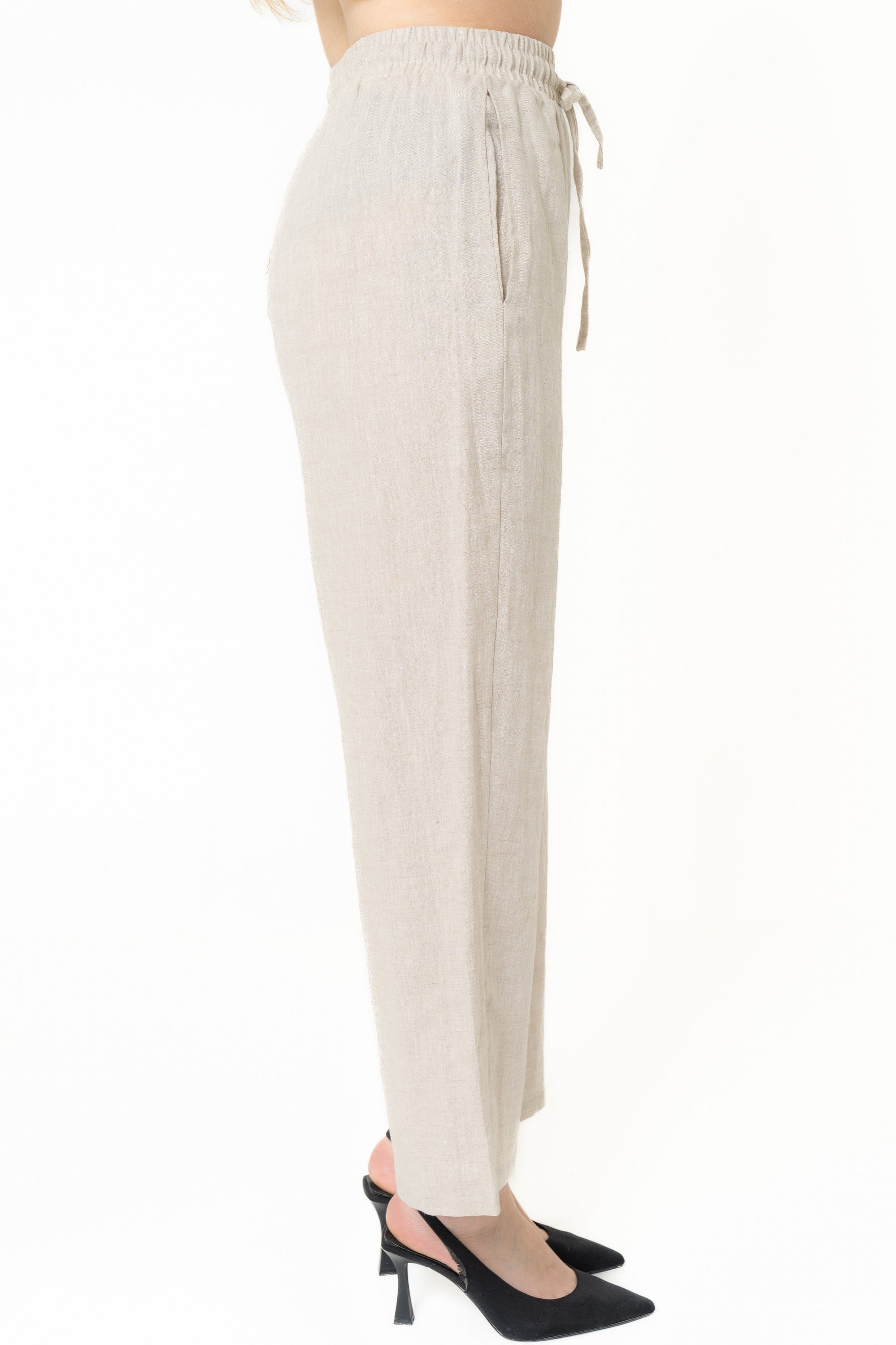 Long Loose Pants With High Waist And Bow