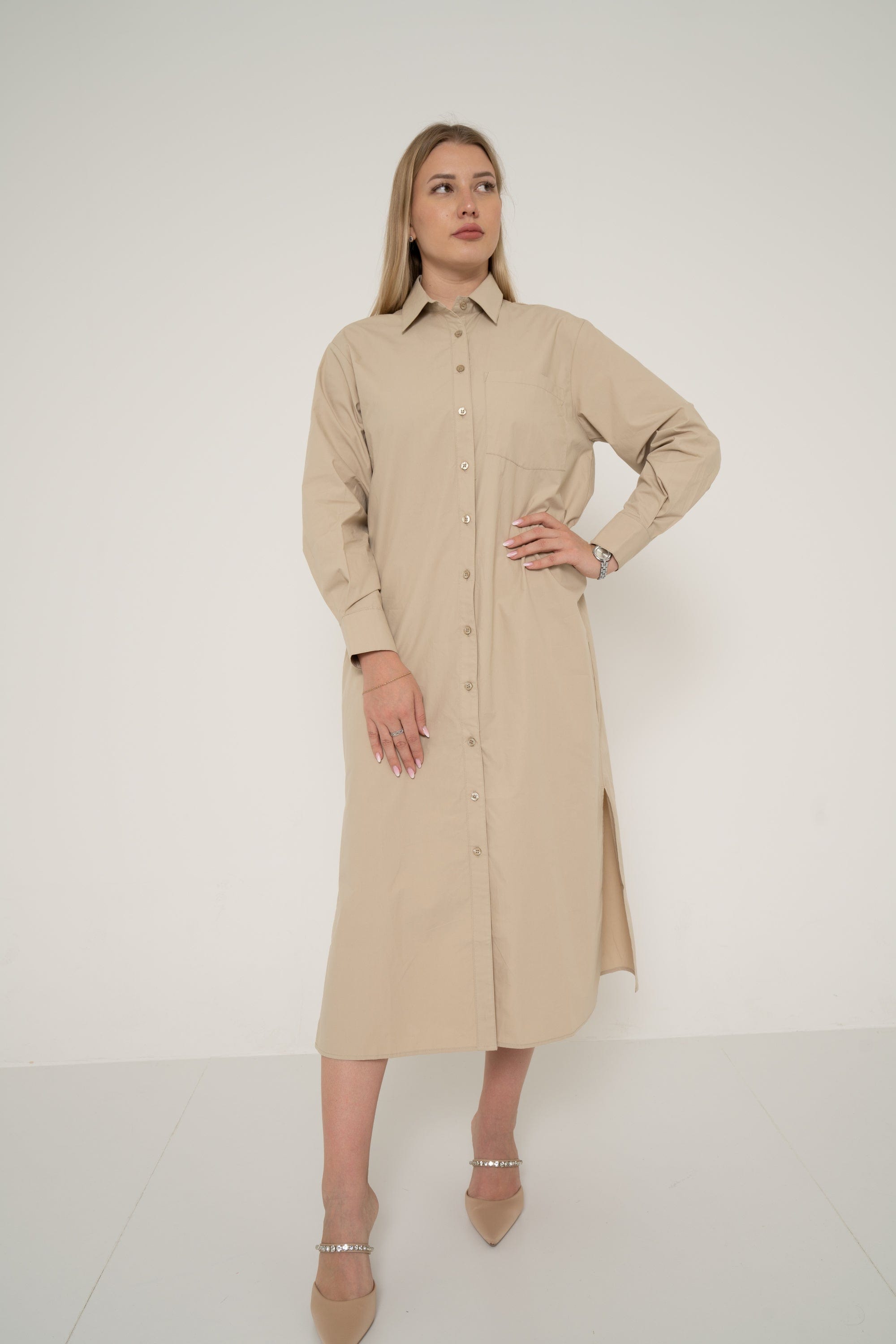 Yola Long Sleeve Dress with Side Neckline Opening