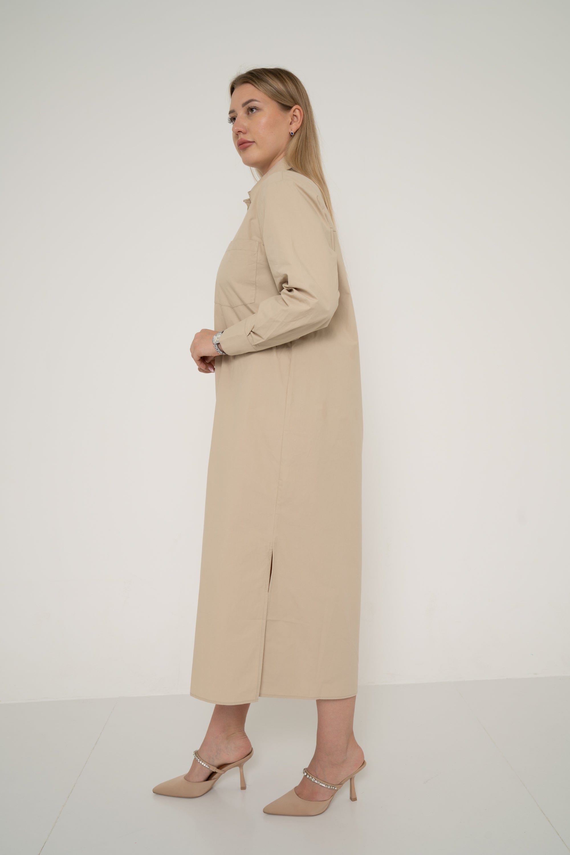 Yola Long Sleeve Dress with Side Neckline Opening