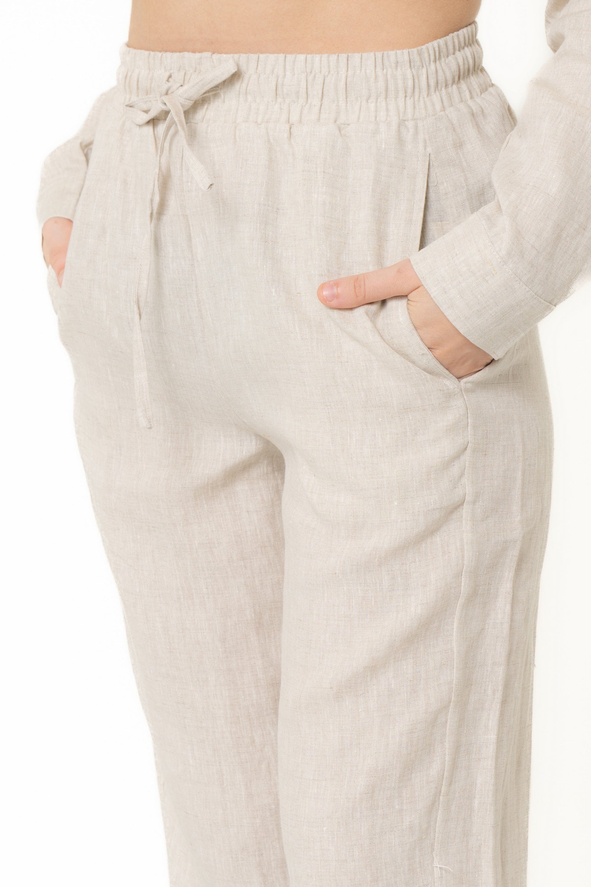 Long Loose Pants With High Waist And Bow