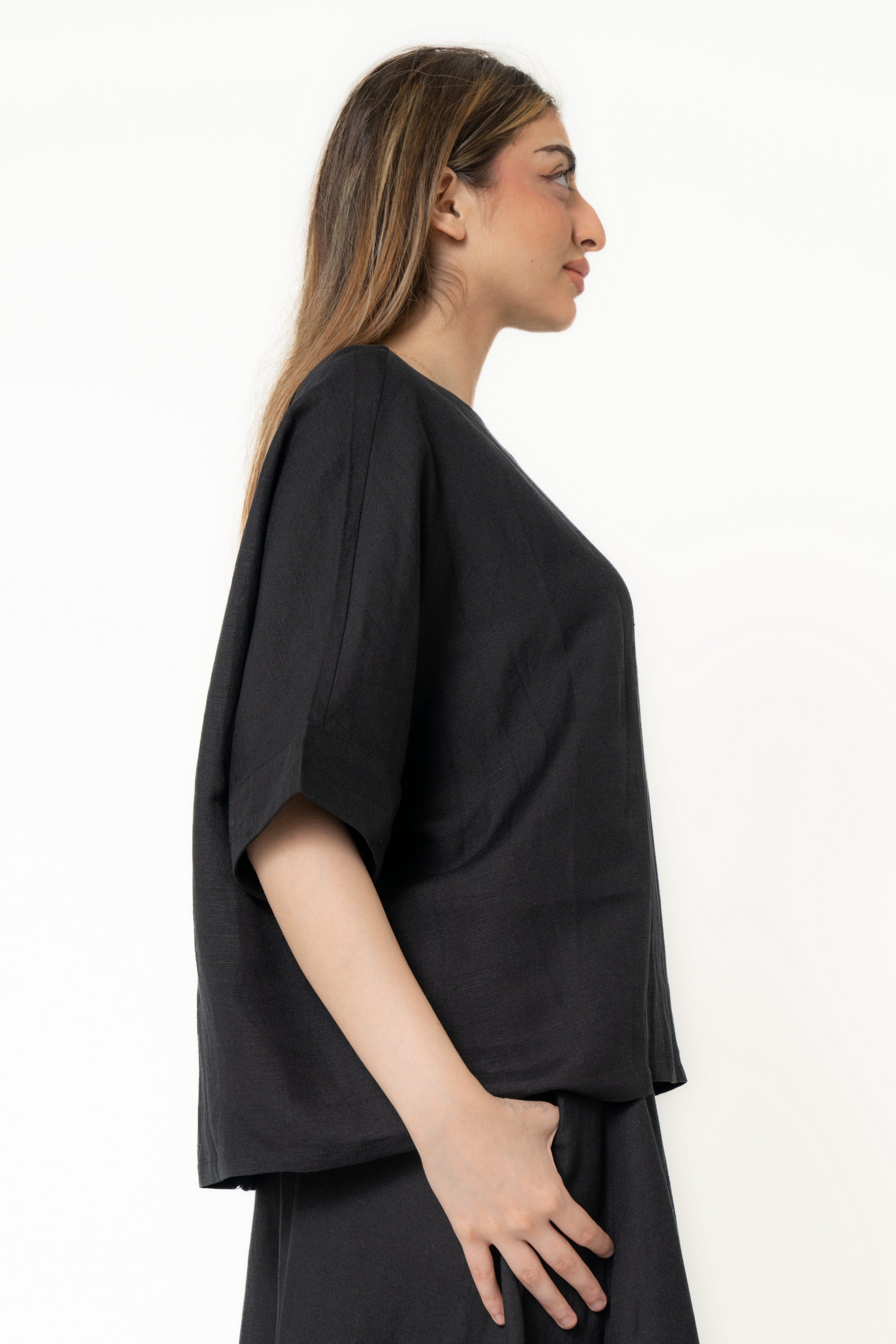 Plain Short Sleeve Blouse