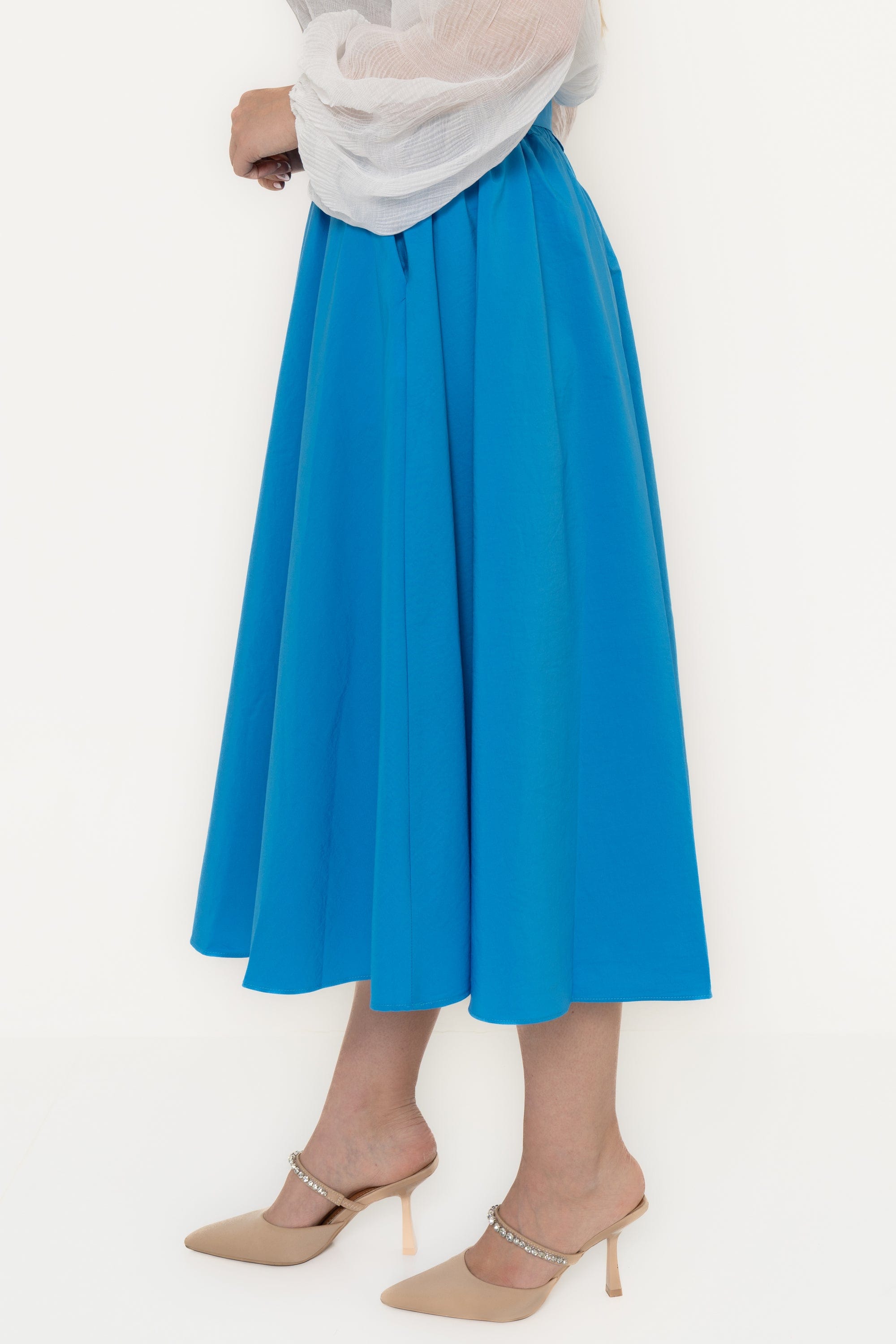 Plain Ruffle Skirt With Waist Belt