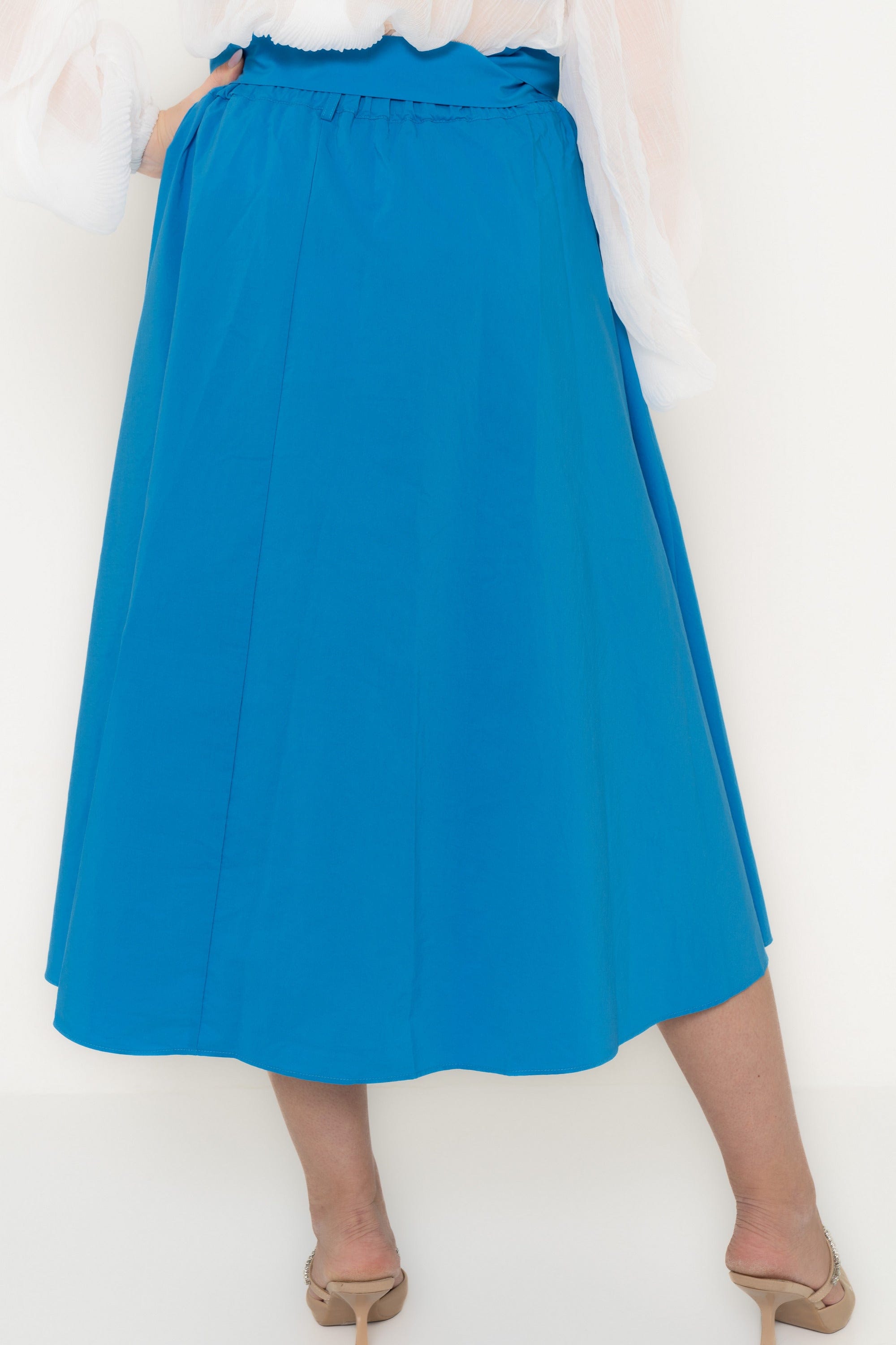 Plain Ruffle Skirt With Waist Belt