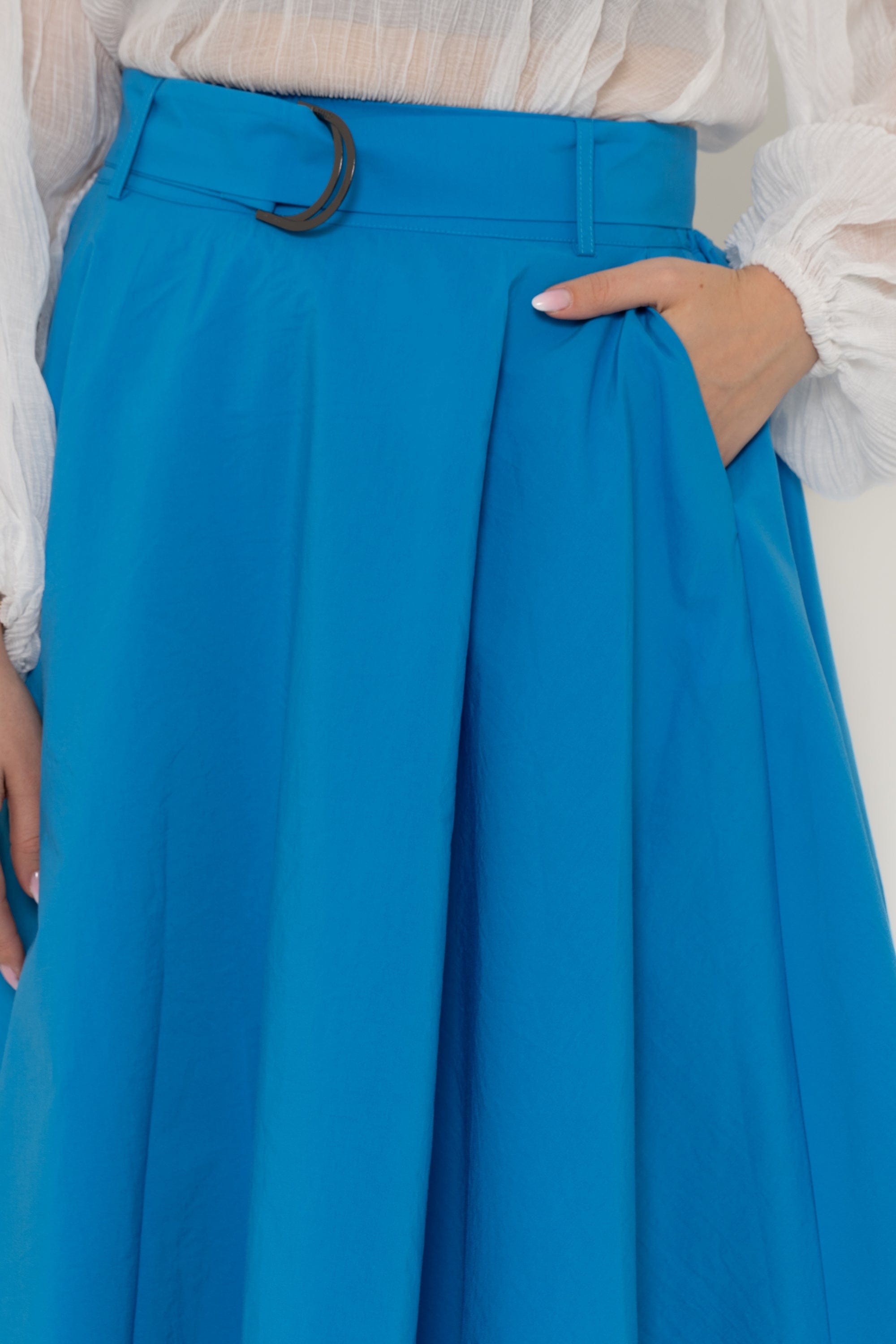 Plain Ruffle Skirt With Waist Belt