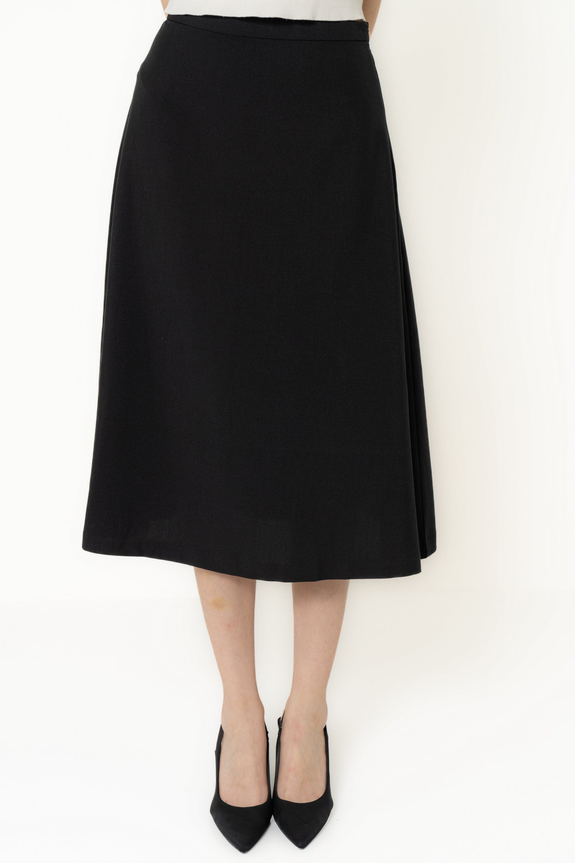 Plain Midi Skirt with Wide Cut