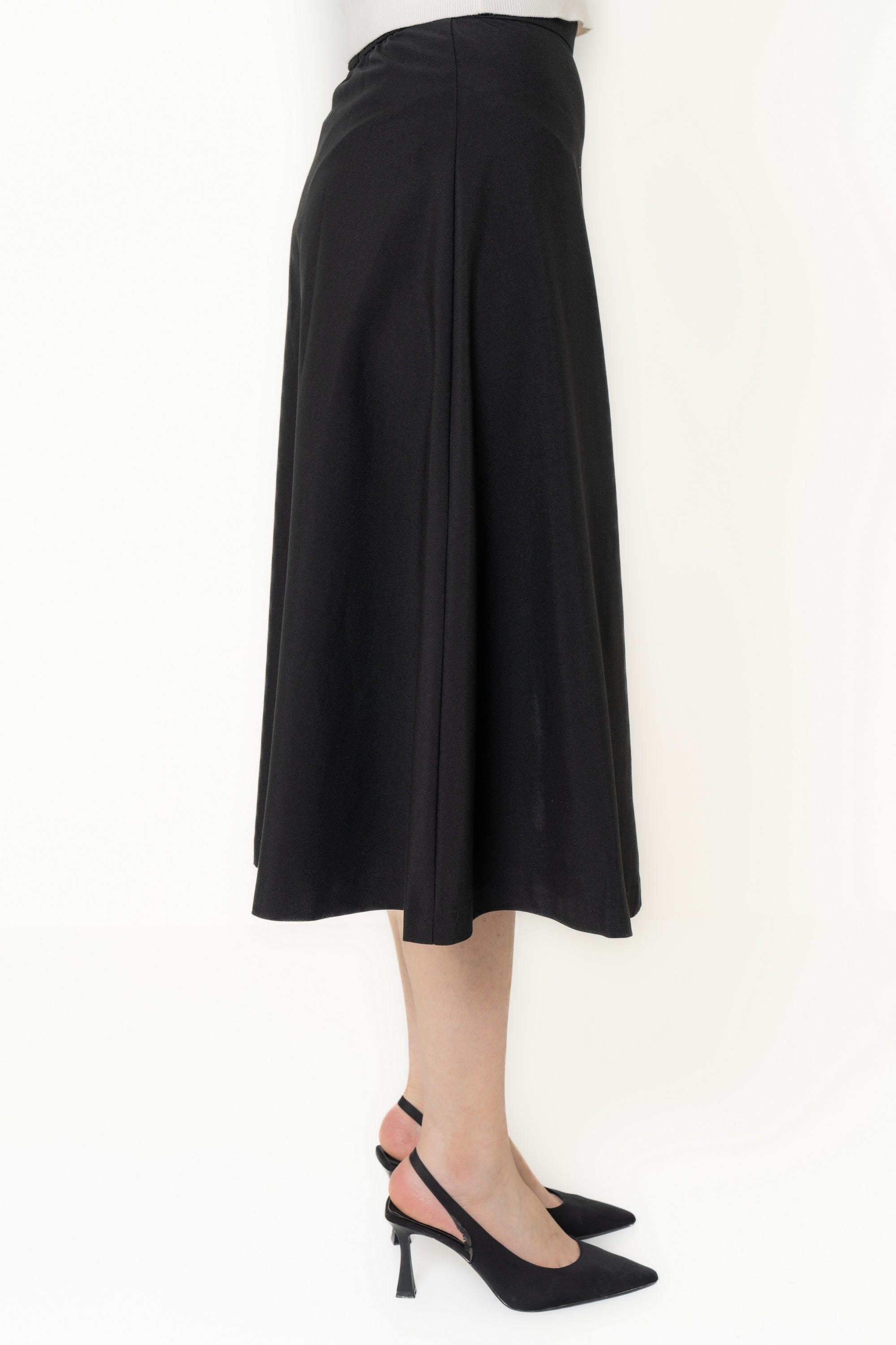 Plain Midi Skirt with Wide Cut