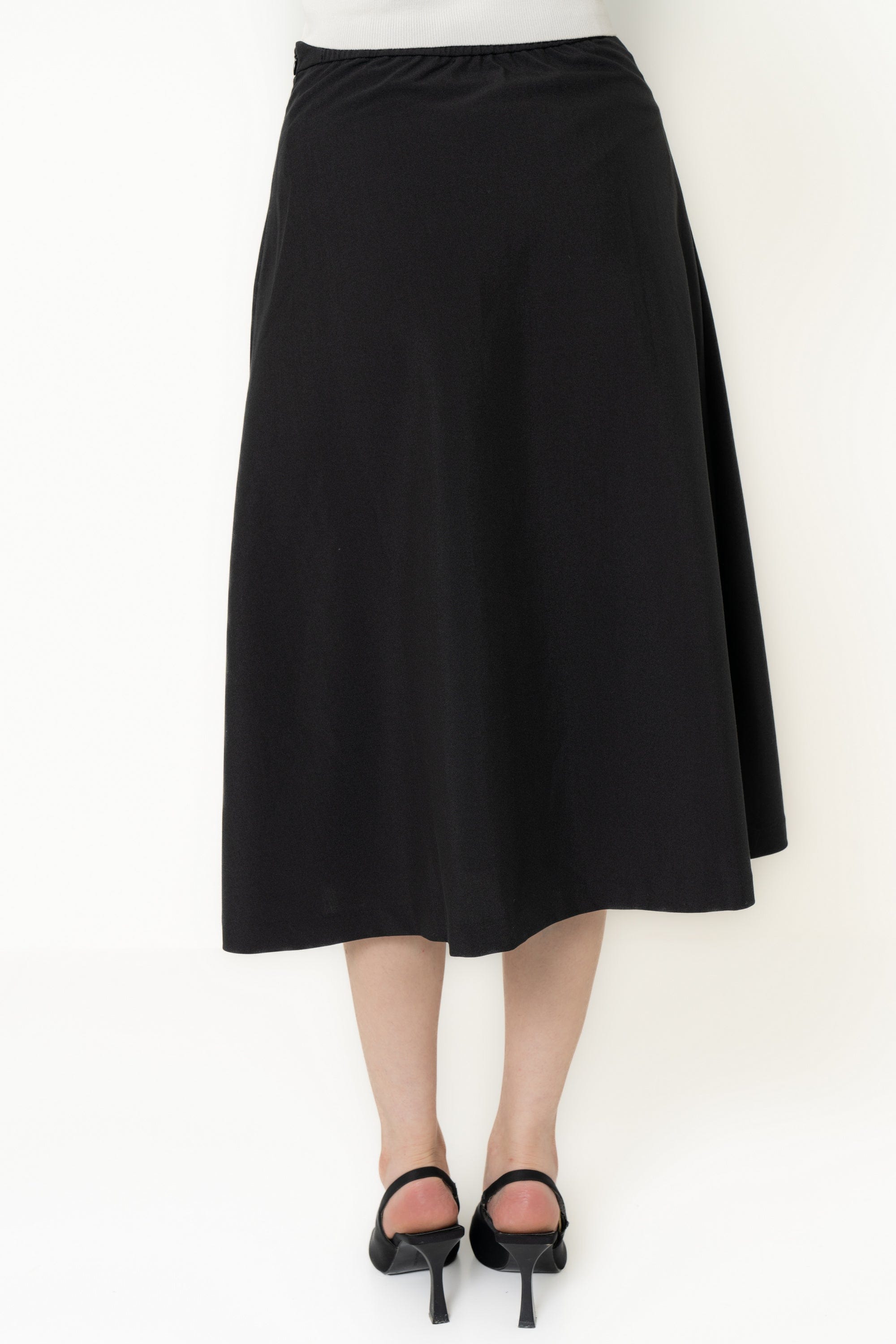 Plain Midi Skirt with Wide Cut