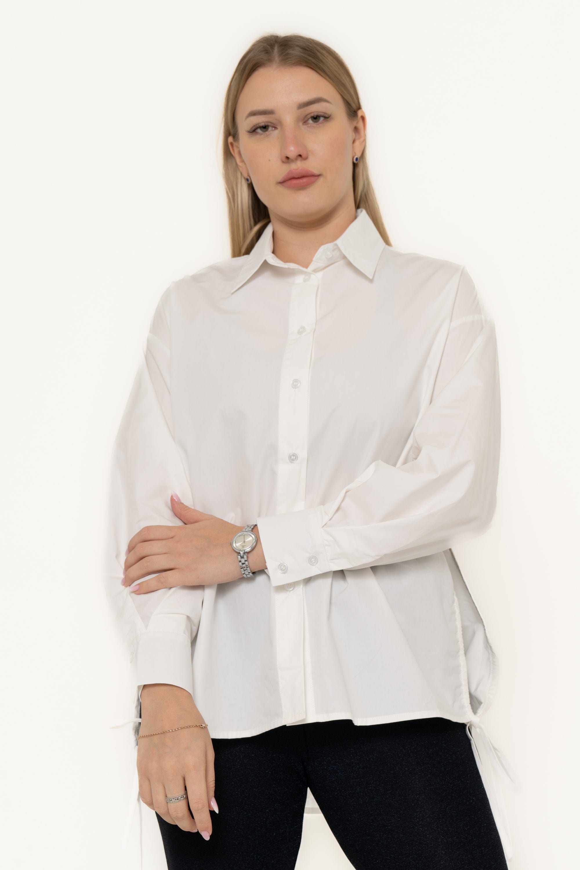 Solid Color Long Sleeve Blouse