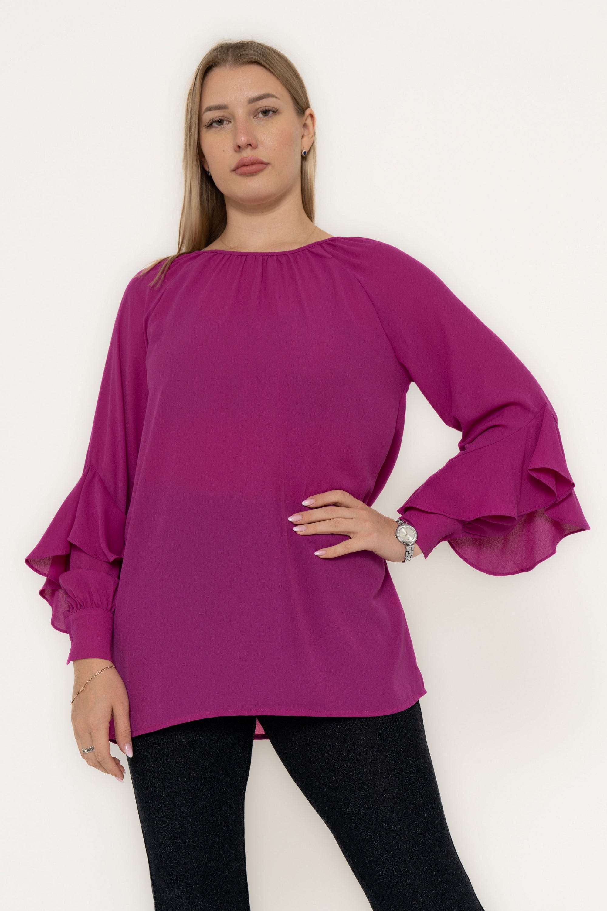 Yola Long Sleeve Ruffled Blouse