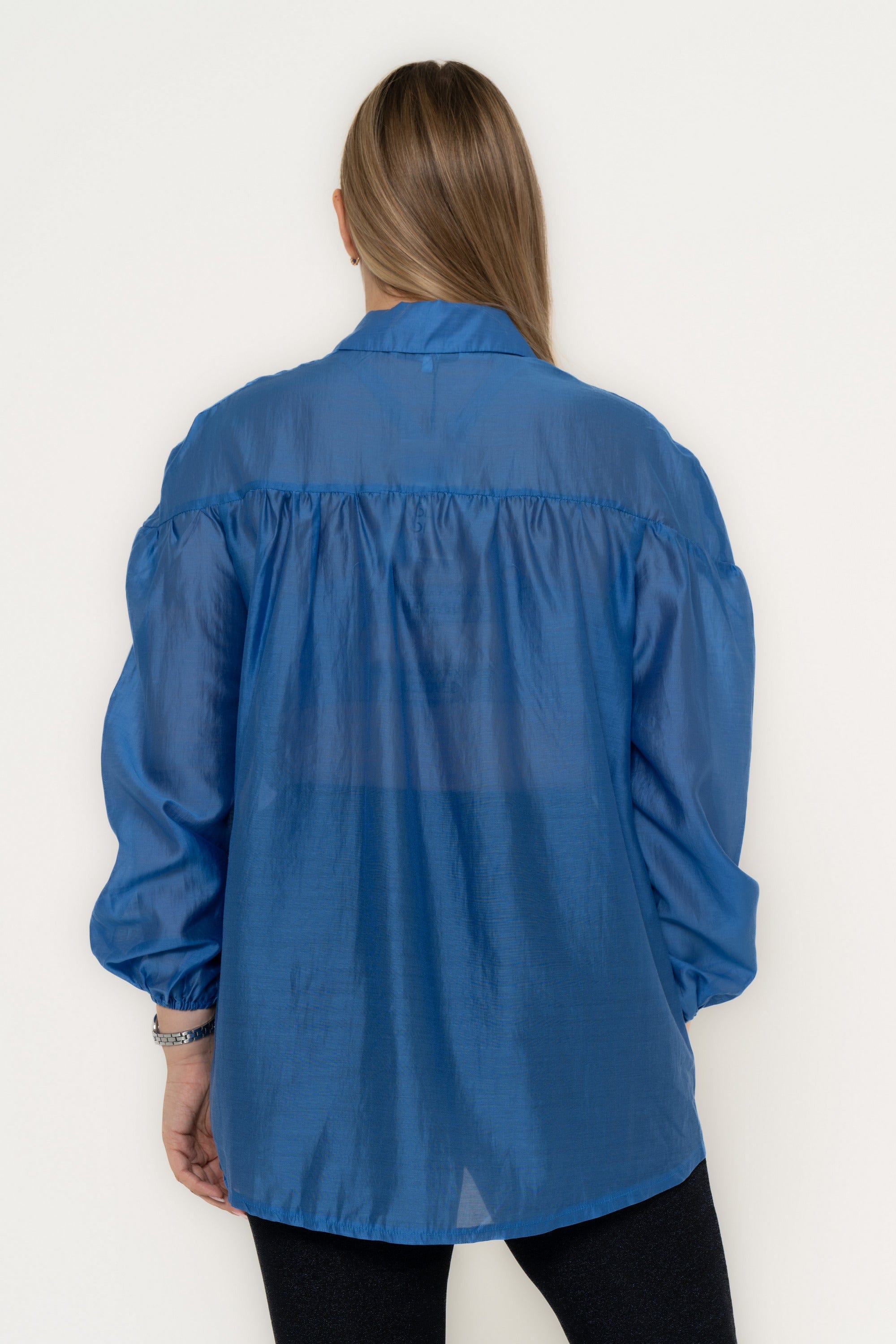 Solid Long Sleeve Blouse With Ruffled Sleeves