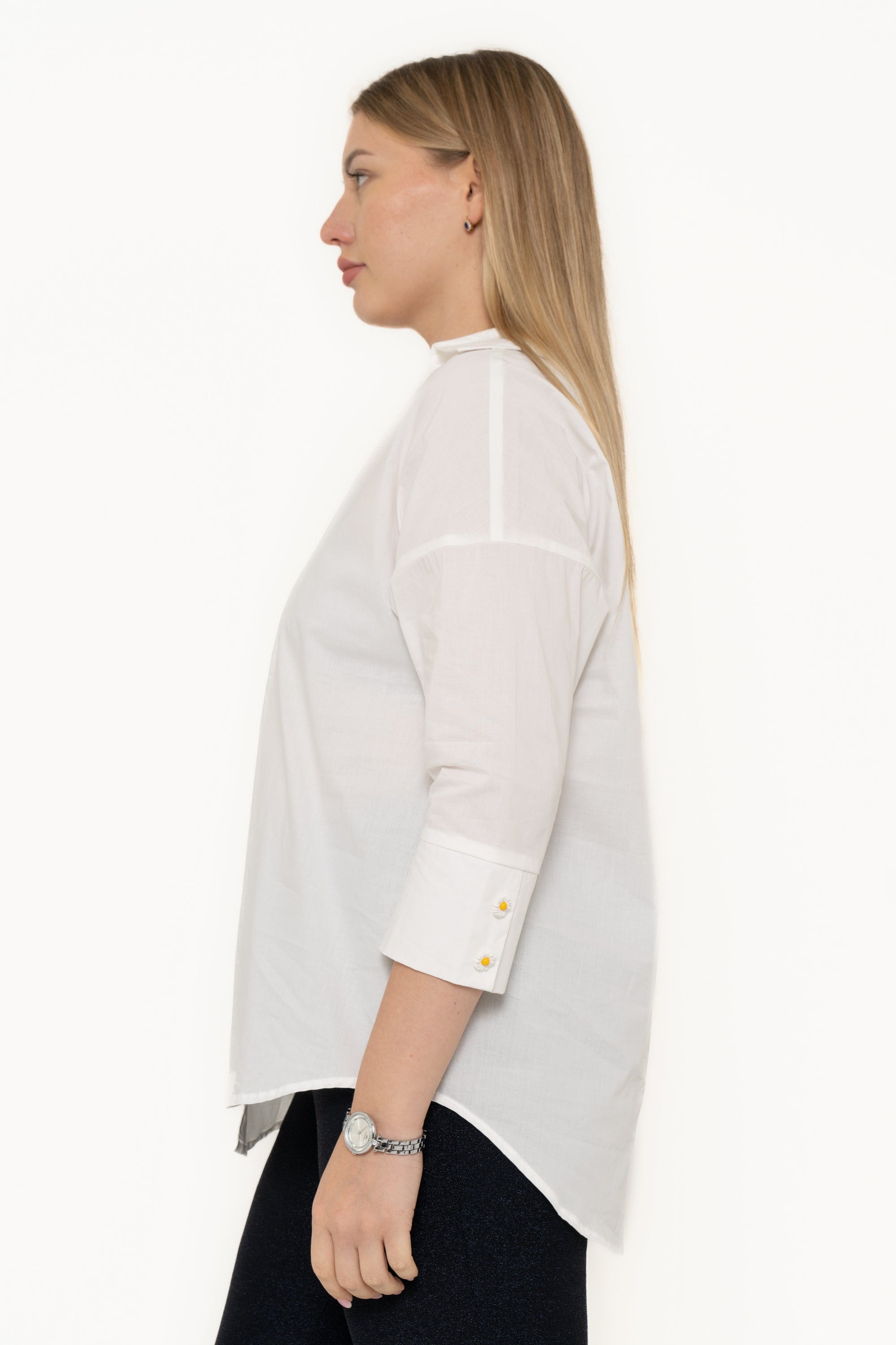 Plain V-Neck Long Sleeve Blouse