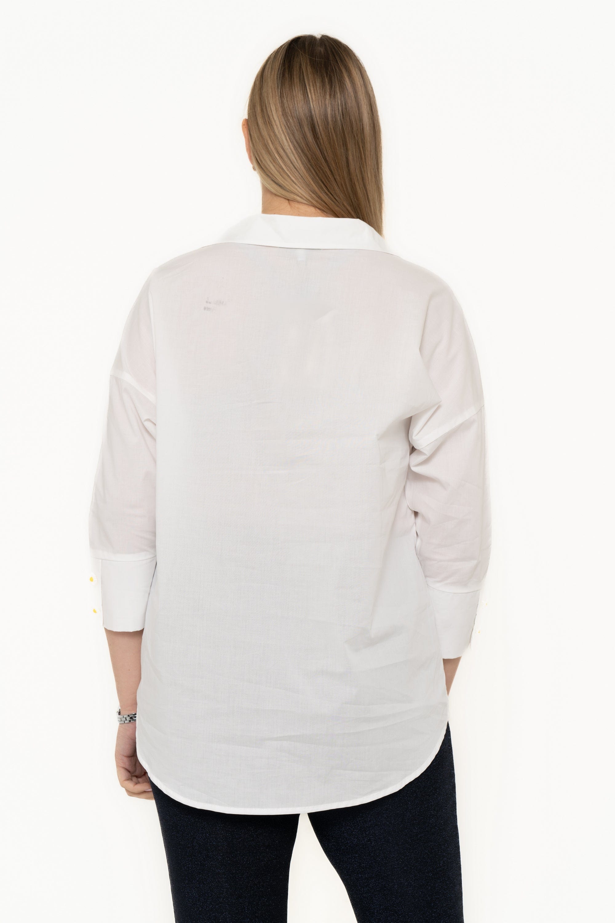 Plain V-Neck Long Sleeve Blouse