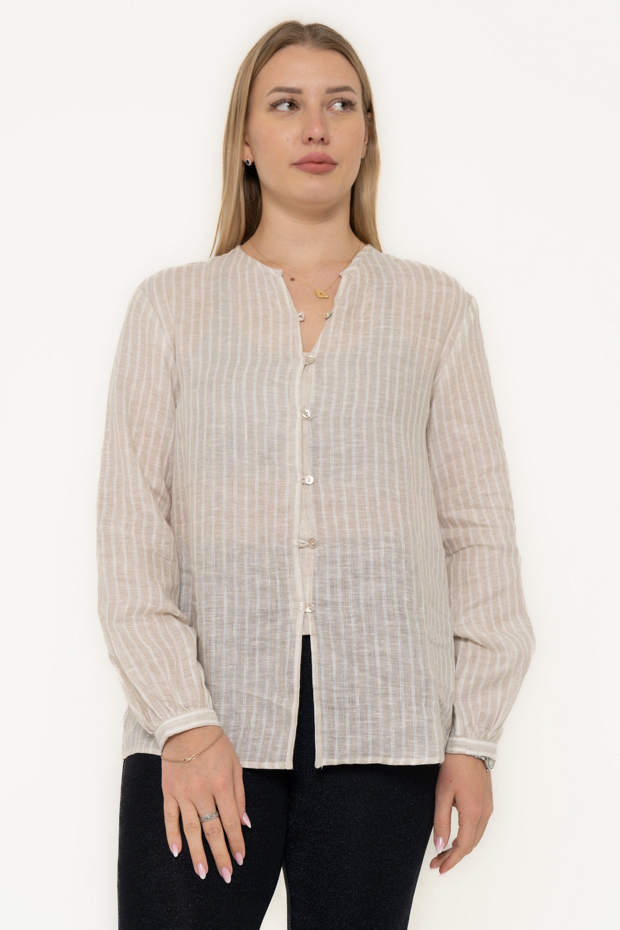Long Striped Blouse With Long Sleeves