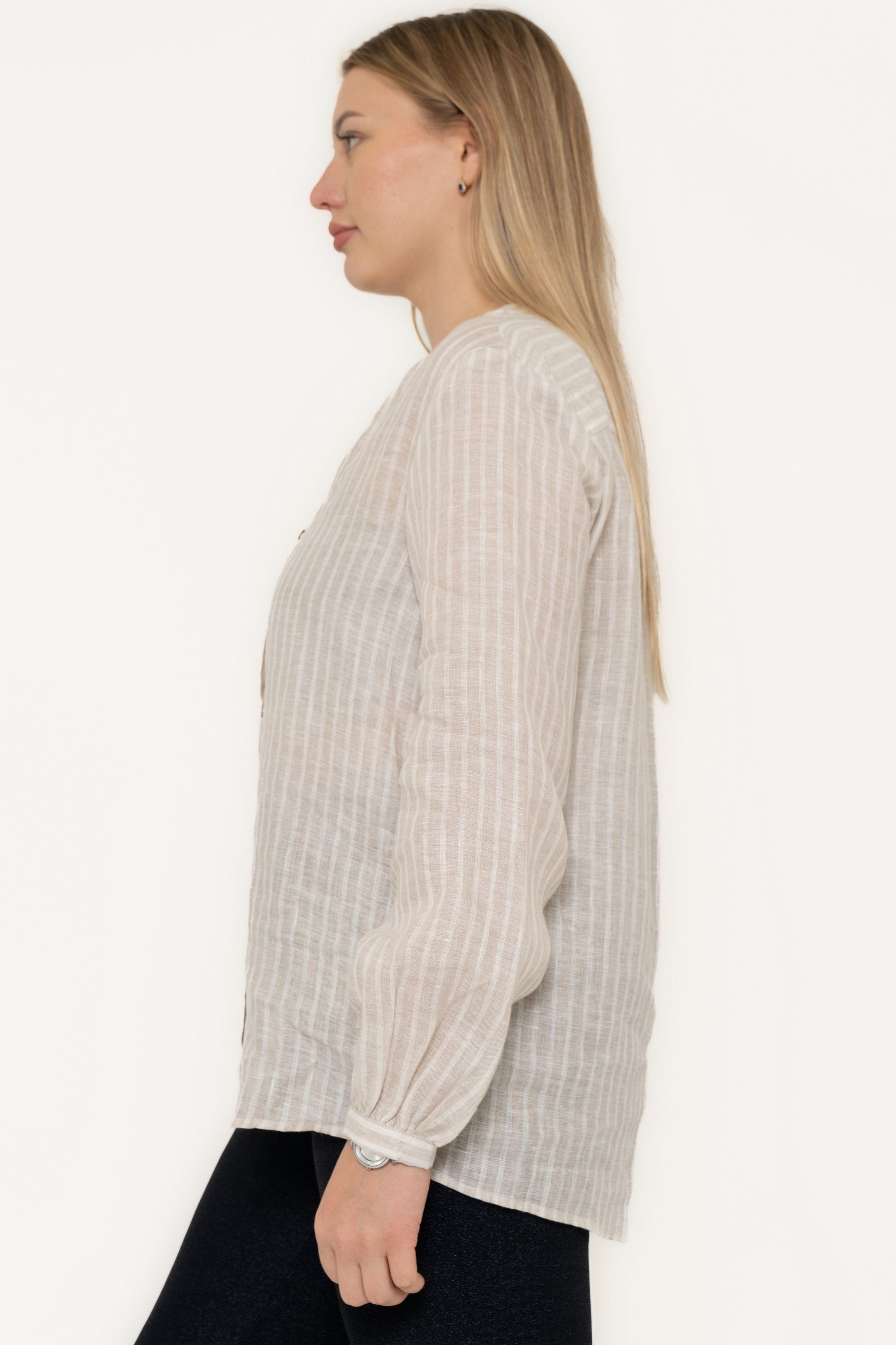 Long Striped Blouse With Long Sleeves