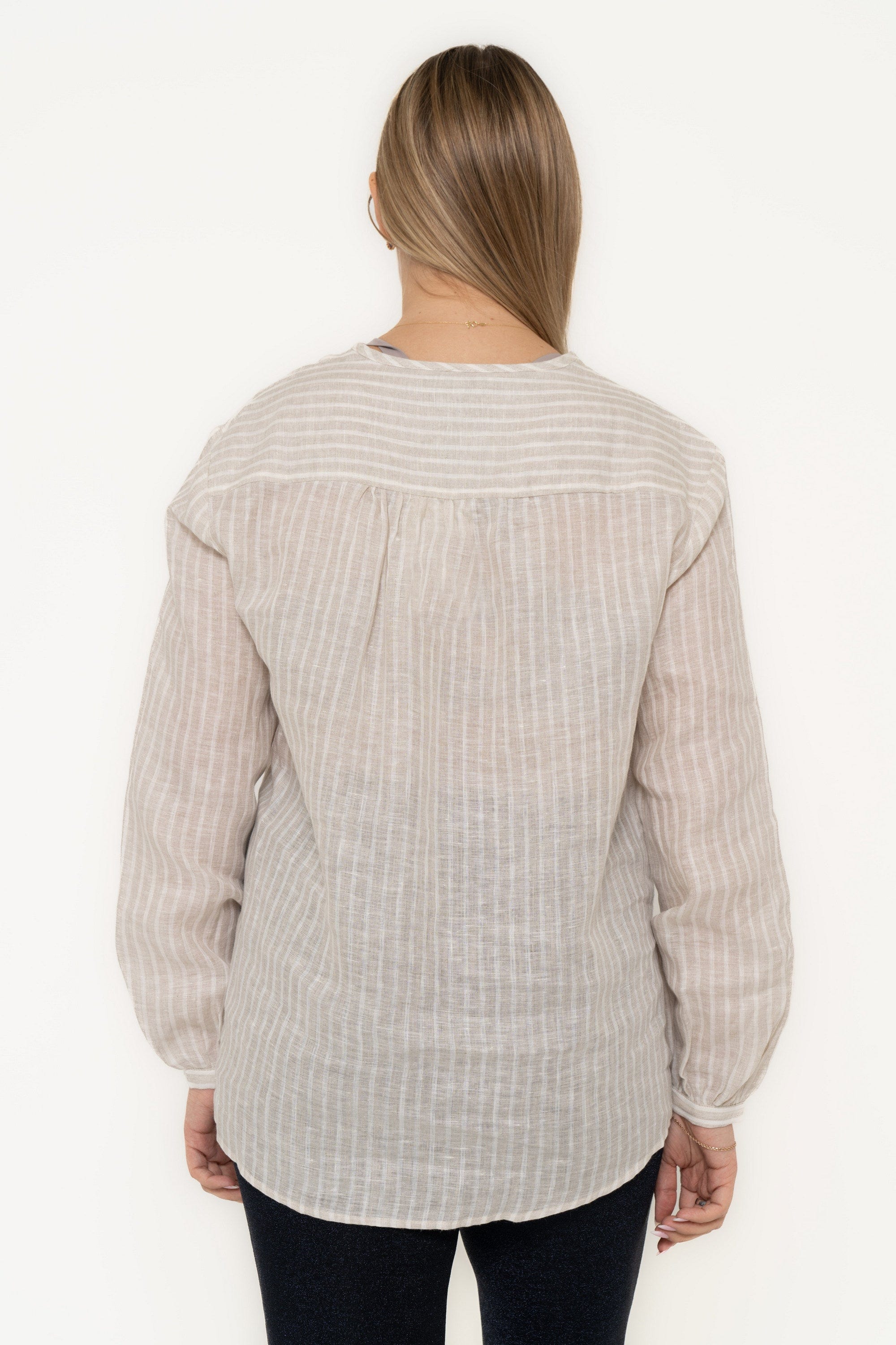 Long Striped Blouse With Long Sleeves