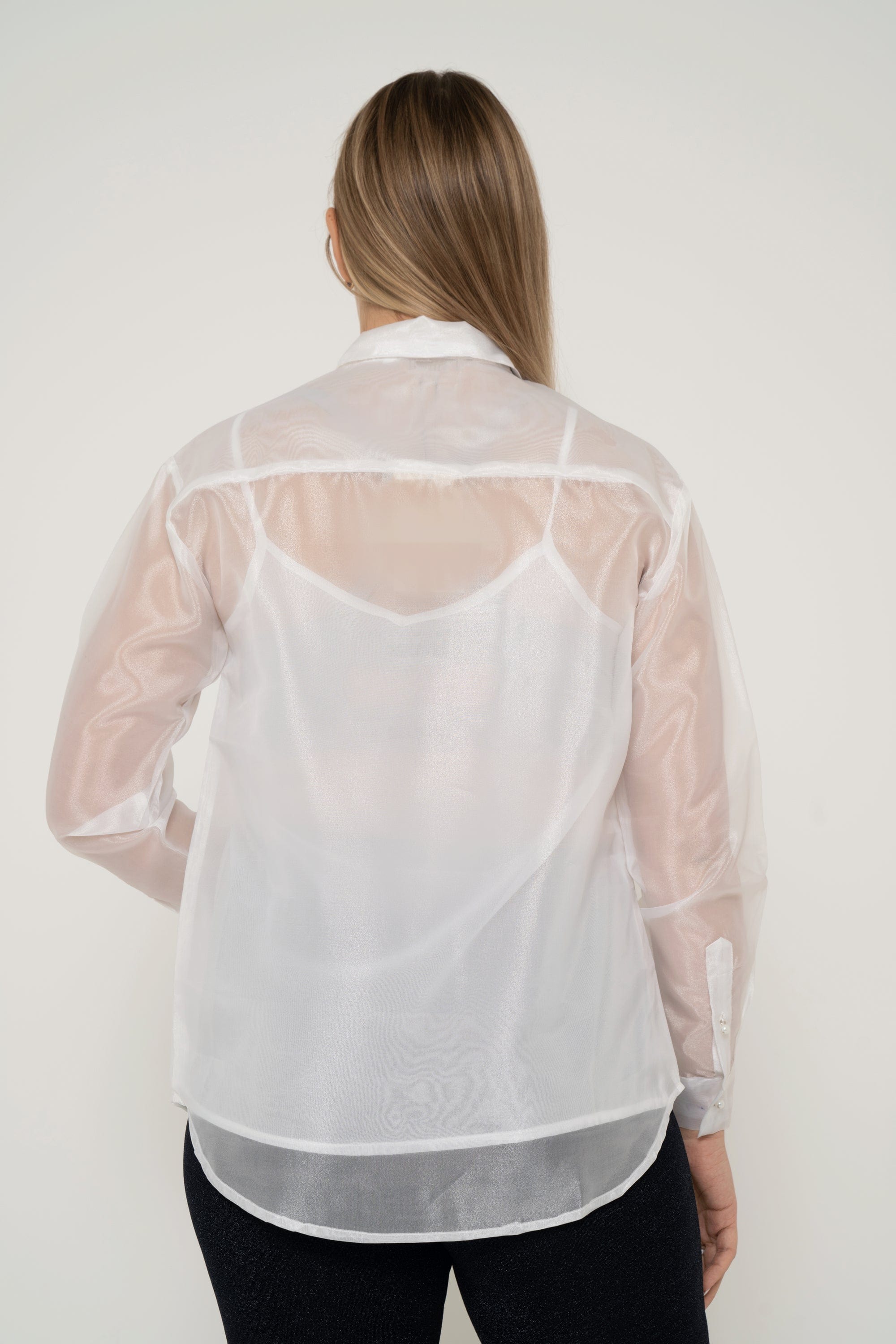 Solid Color Chiffon Blouse With Front Buttons
