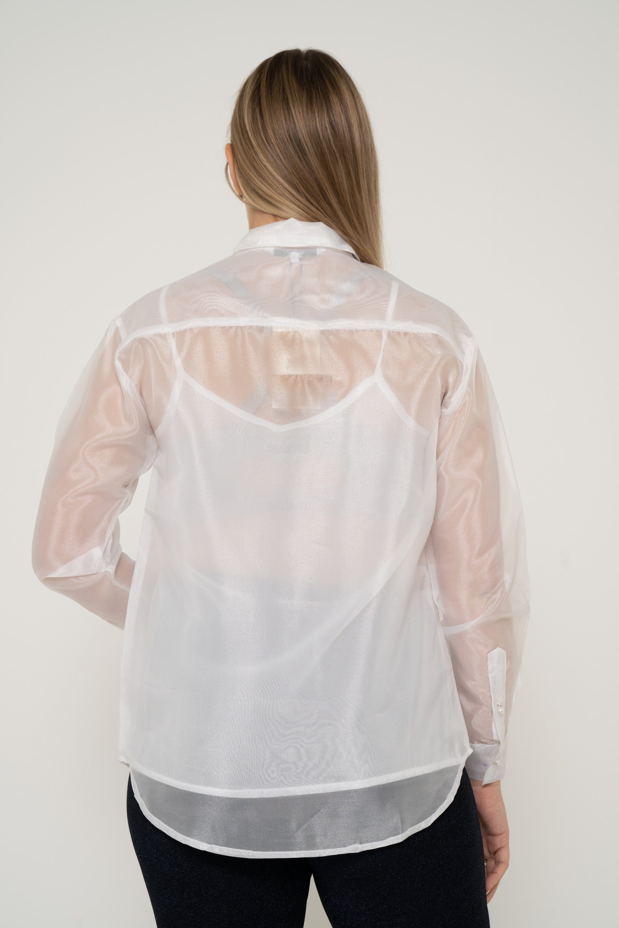 Solid Color Chiffon Blouse With Front Buttons