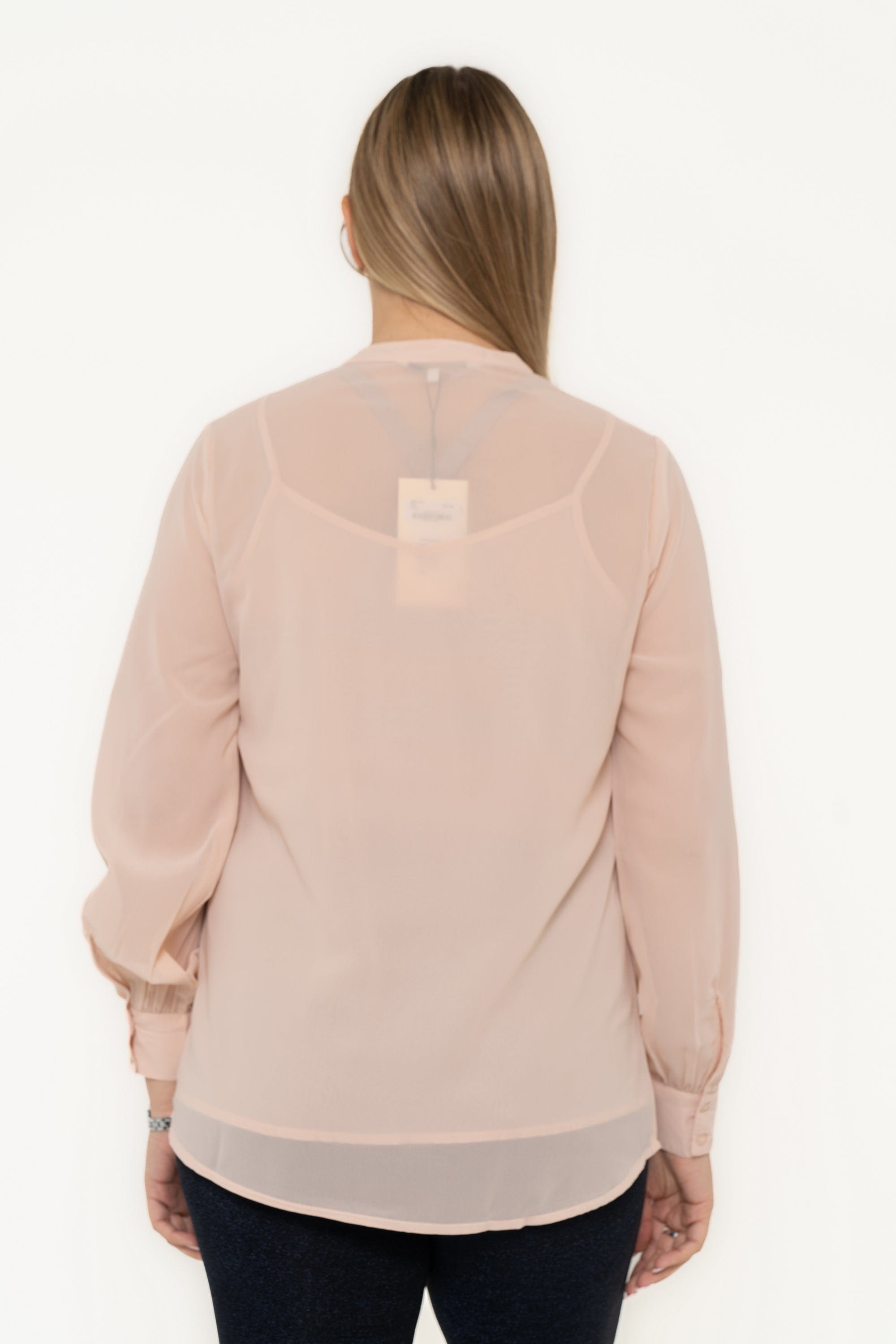 Embroidered Chiffon Blouse With Long Sleeves