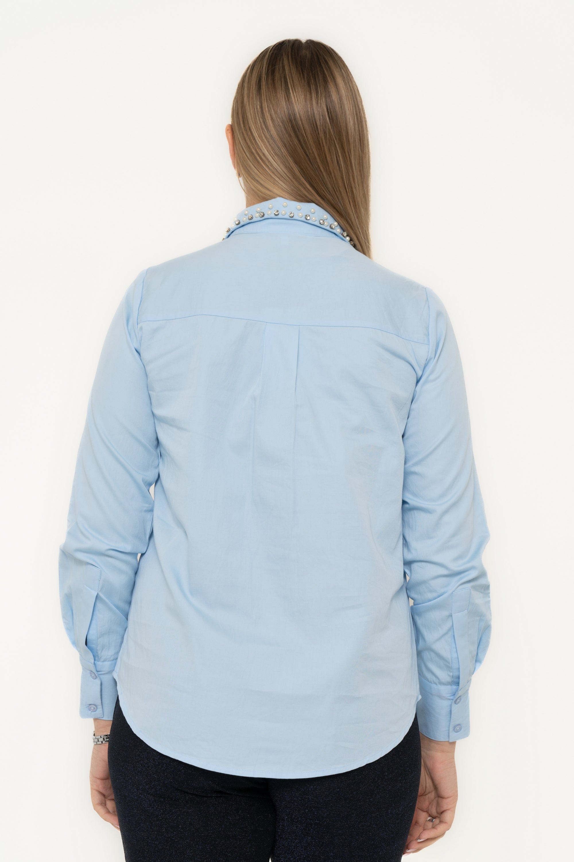 Long-Sleeve Blouse With Embroidery On The Collar