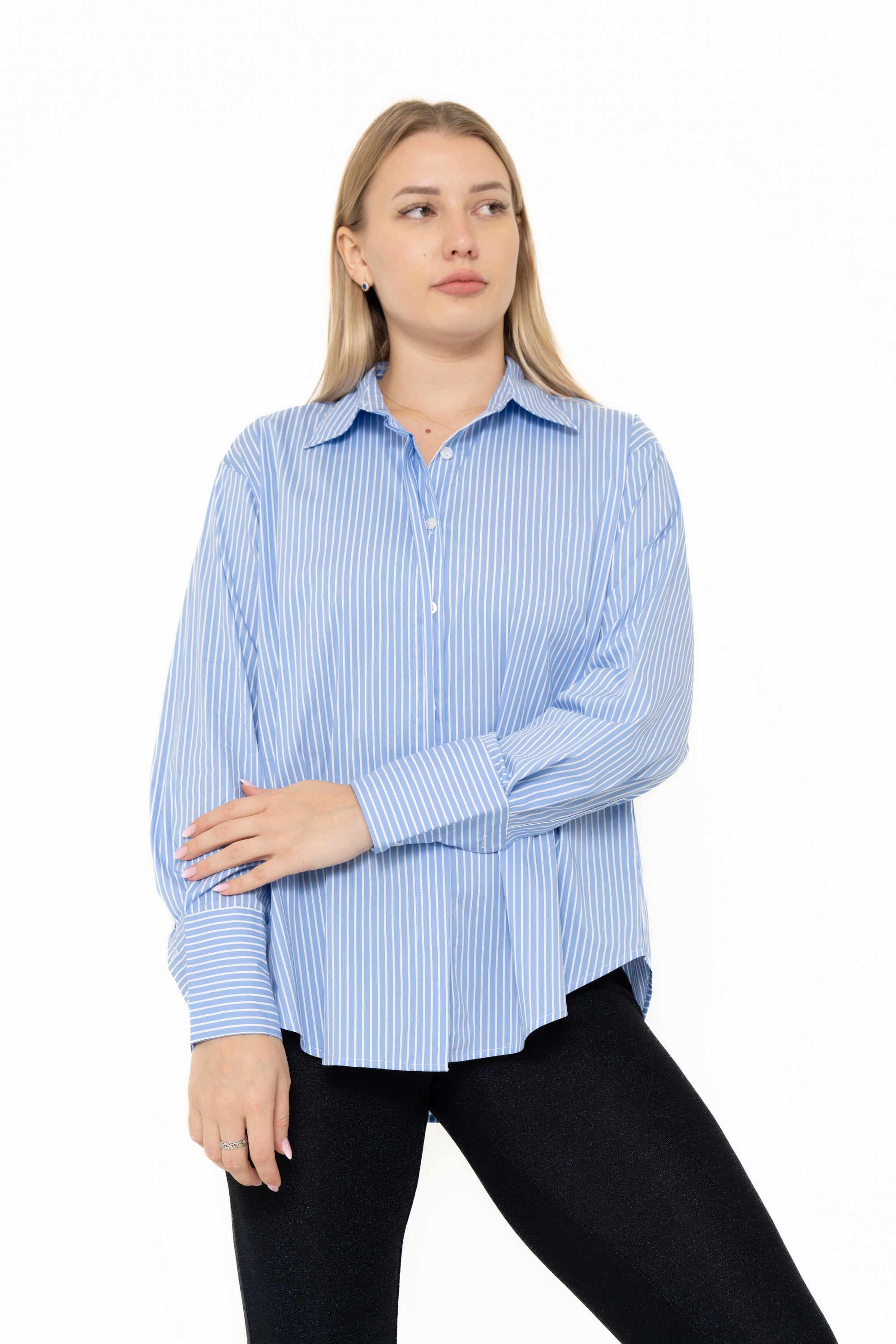 Yola Long Sleeve Blouse with Front Buttons in Shirt Style