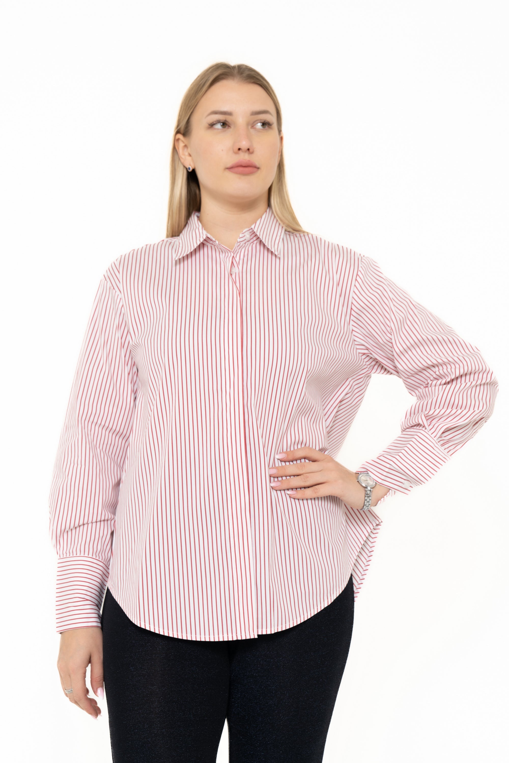 Yola Long Sleeve Blouse with Front Buttons in Shirt Style