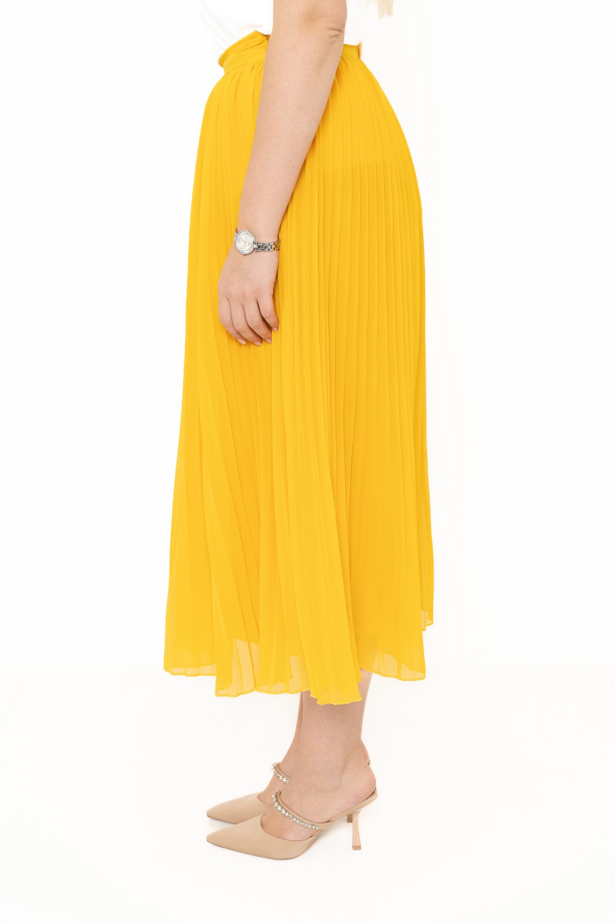 Chiffon Skirt With Ruffled Waistline