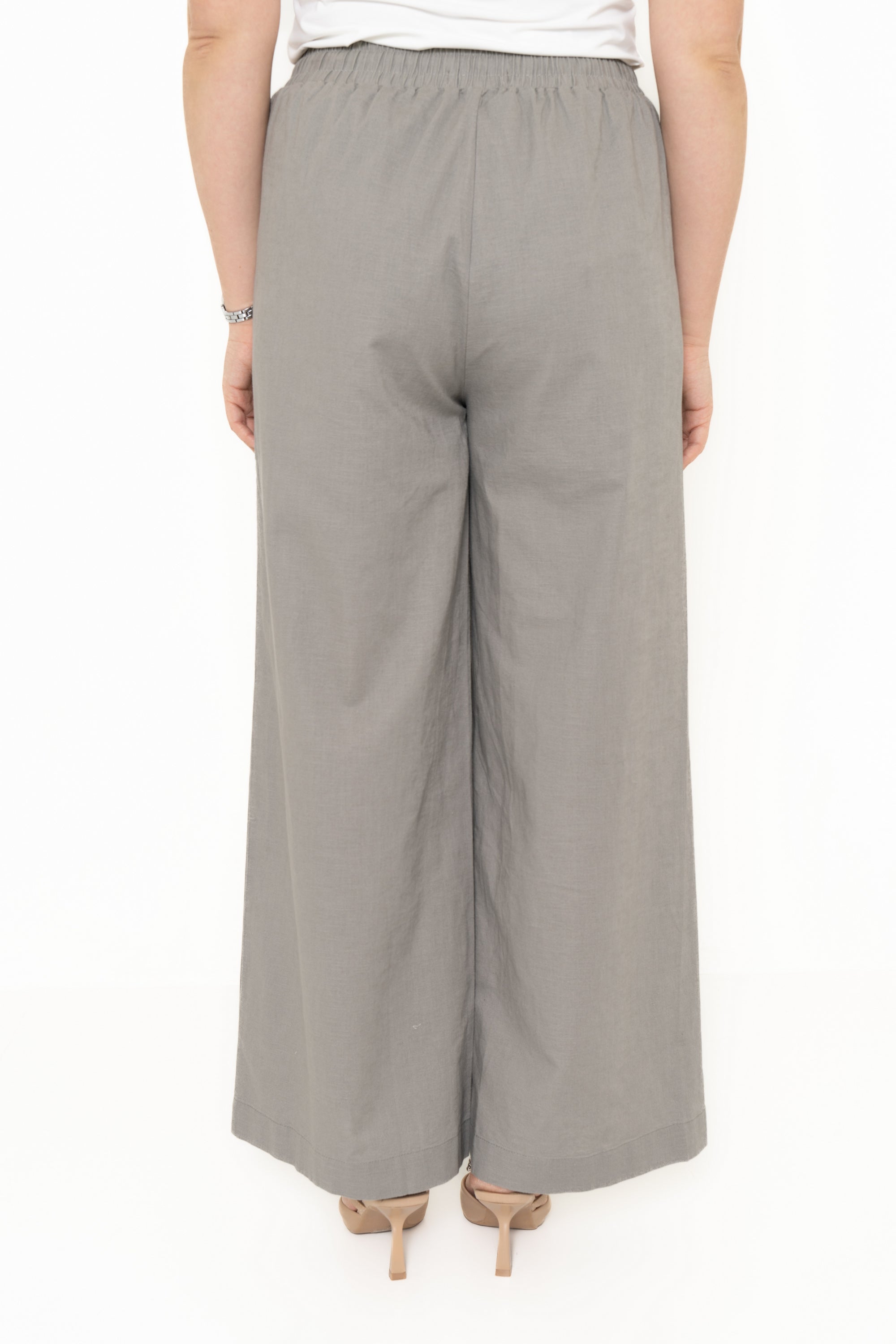 Yola Plain Pants with Elastic Waist and Long Pockets