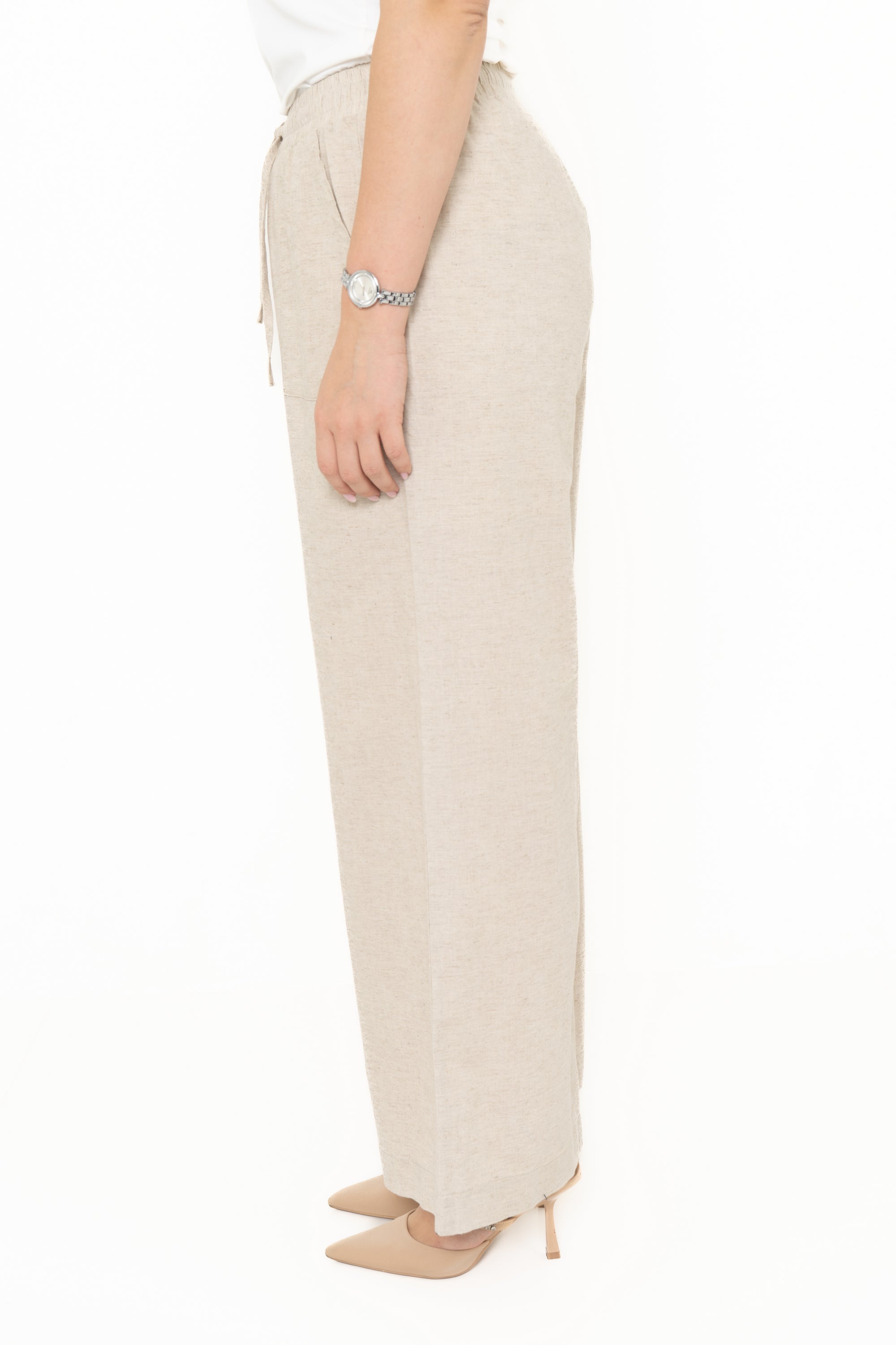 Yola Plain Pants with Elastic Waist and Long Pockets