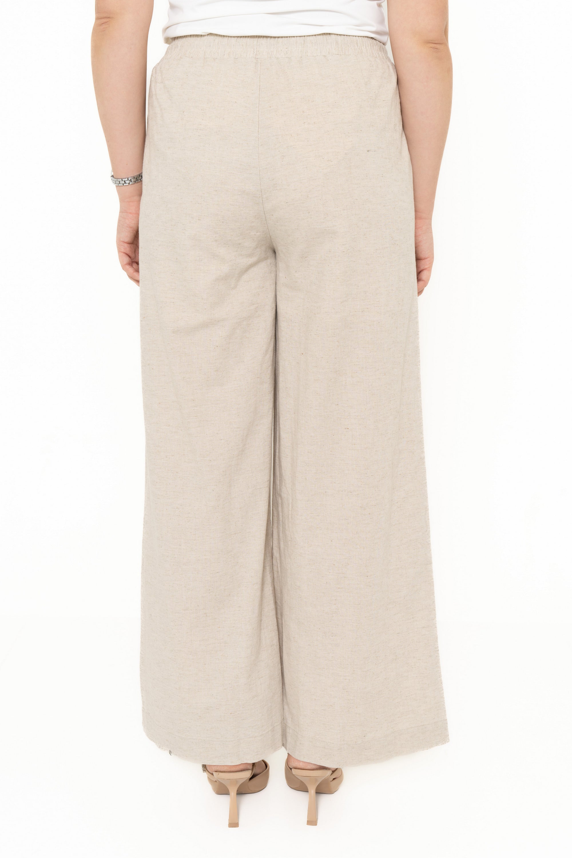 Yola Plain Pants with Elastic Waist and Long Pockets