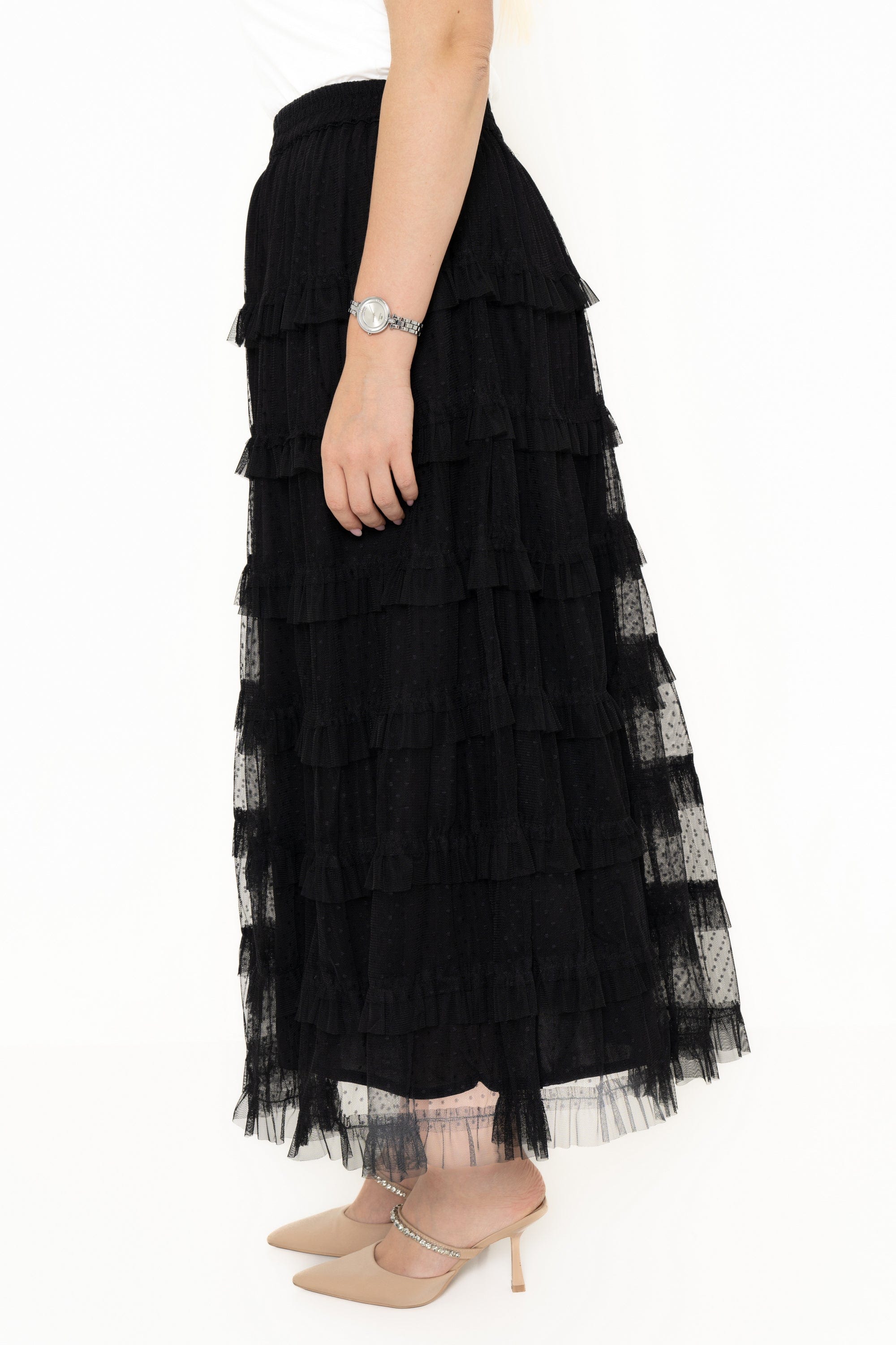 Yola Long Waist-Defined Tulle Skirt