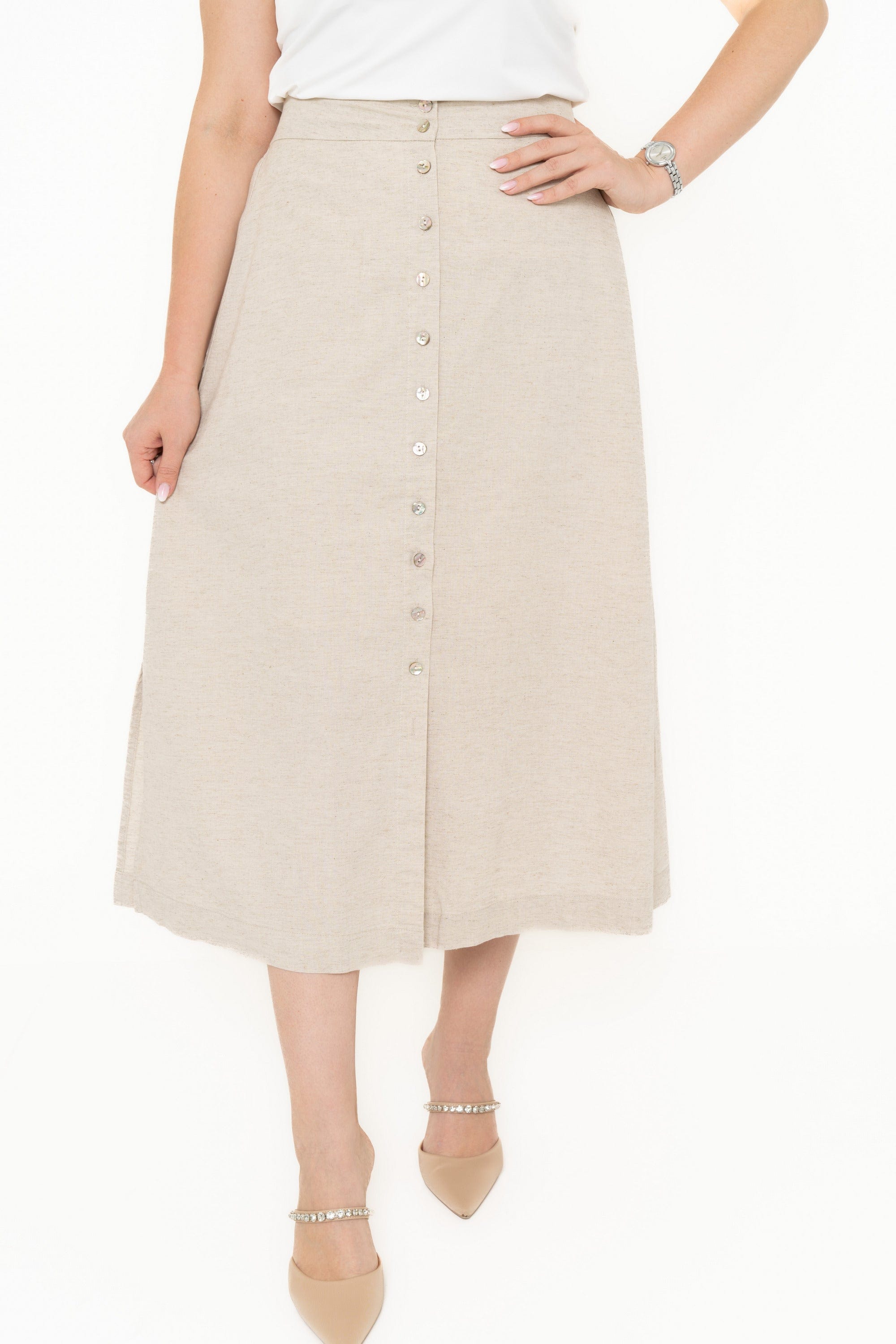 Yola Plain skirt with front buttons, high waist,