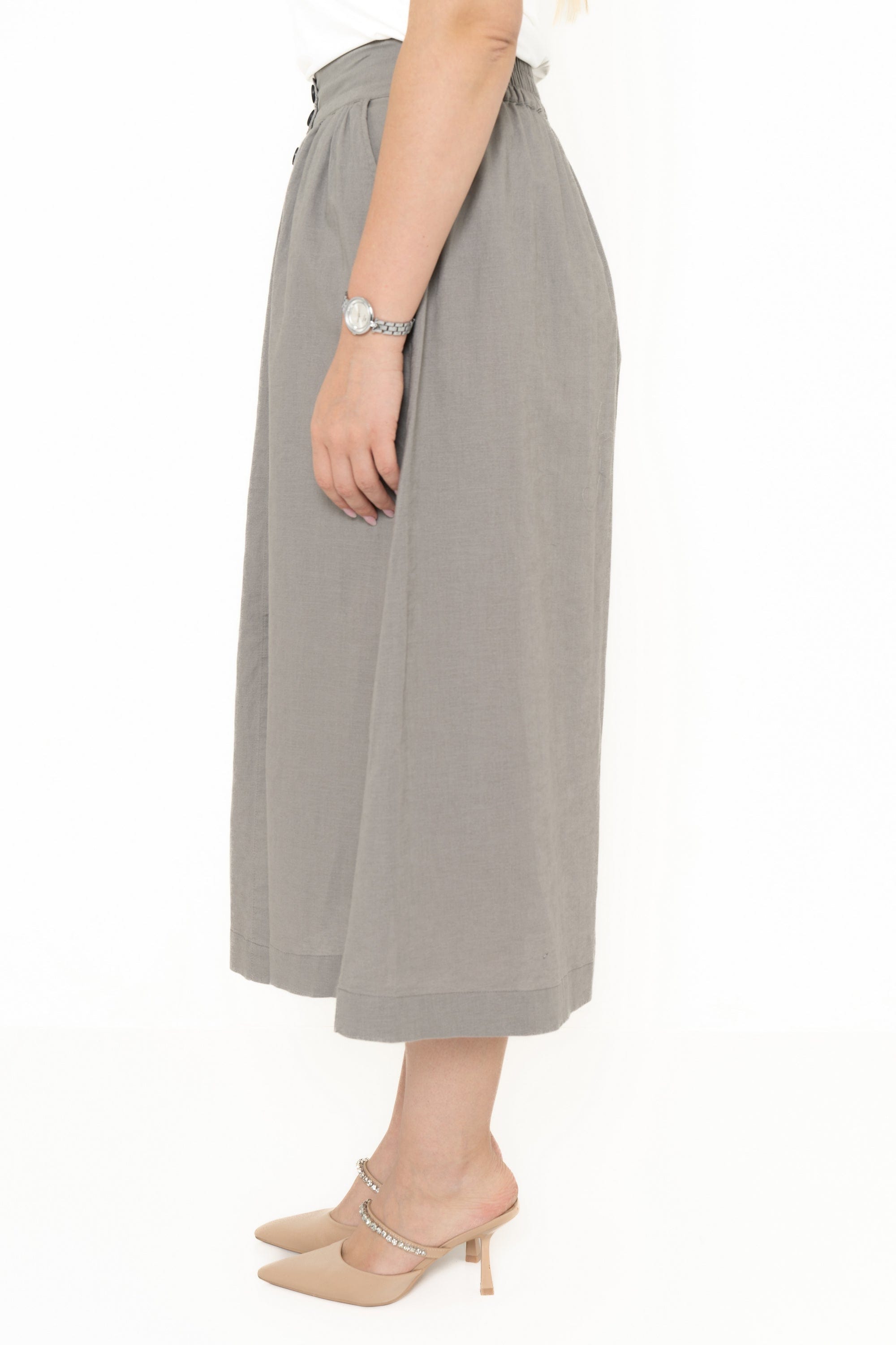 Yola High-Waisted Skirt with Front Buttons