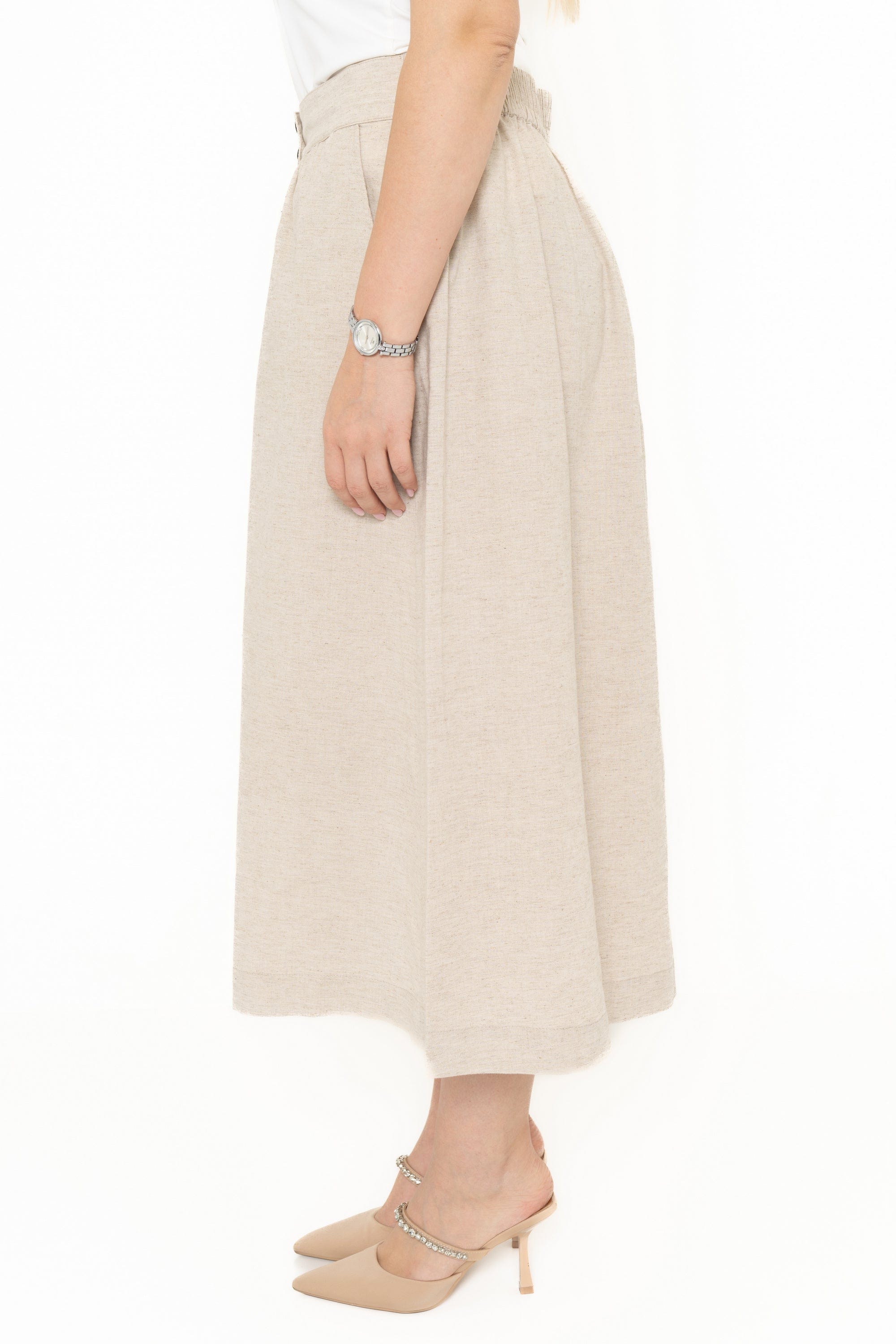 Yola High-Waisted Skirt with Front Buttons