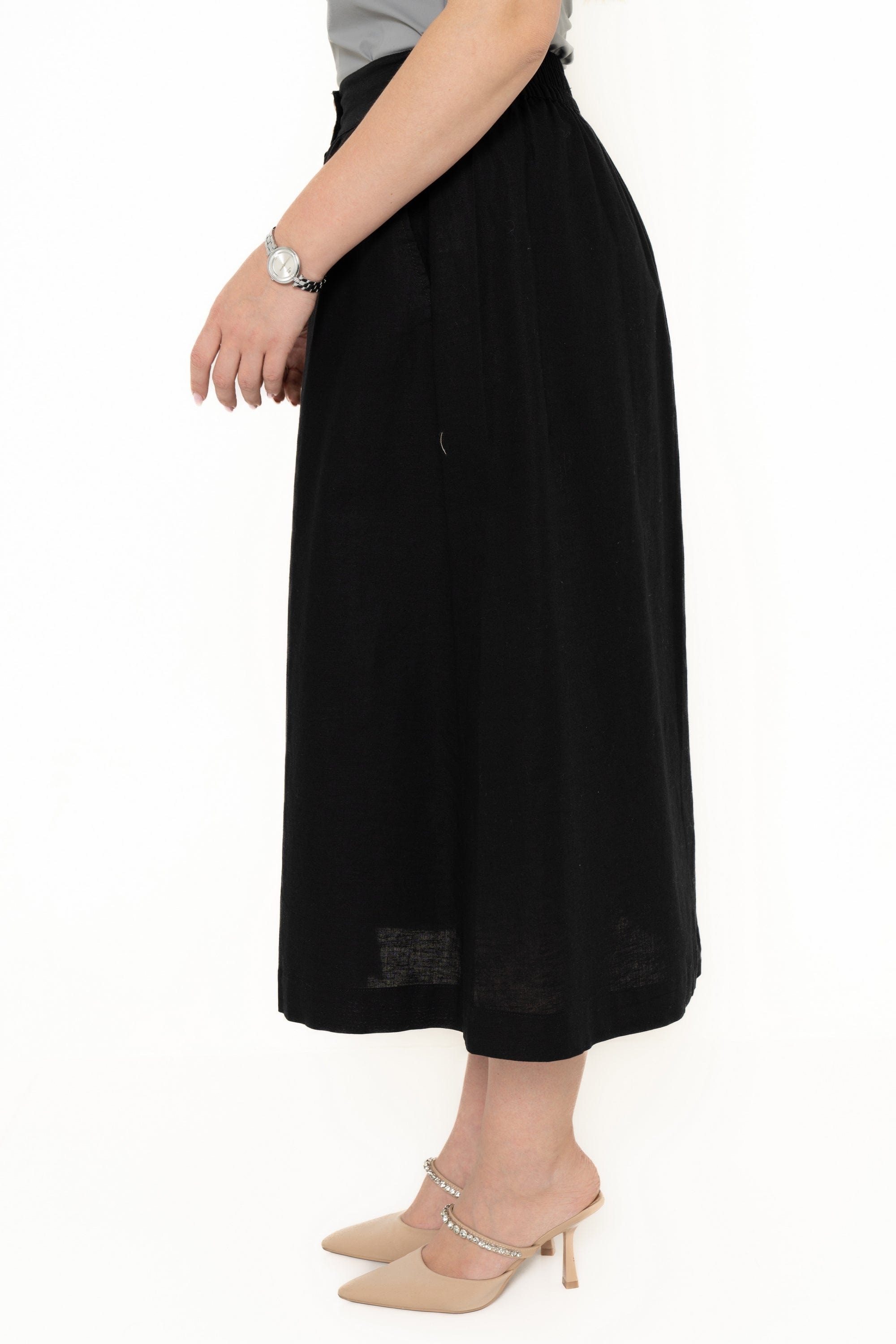 Yola High-Waisted Skirt with Front Buttons