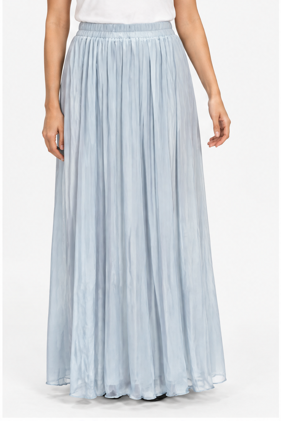 Loose-Fit Pleated Skirt with Elastic Waist