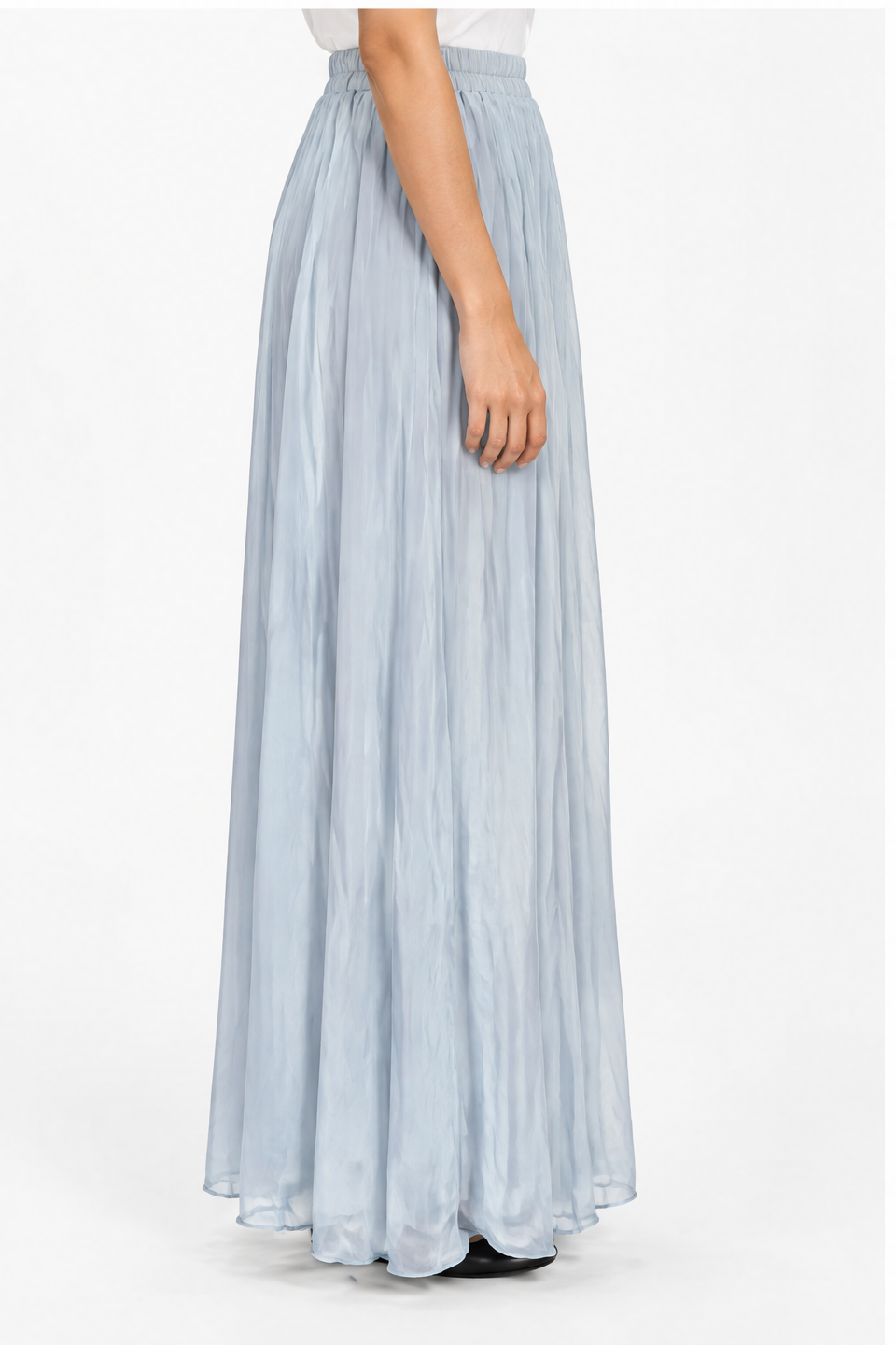 Loose-Fit Pleated Skirt with Elastic Waist