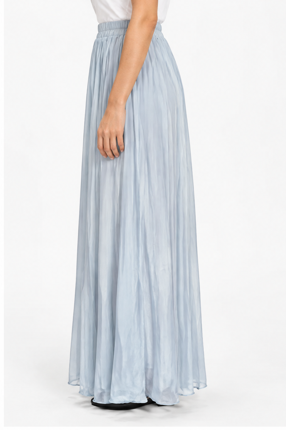 Loose-Fit Pleated Skirt with Elastic Waist