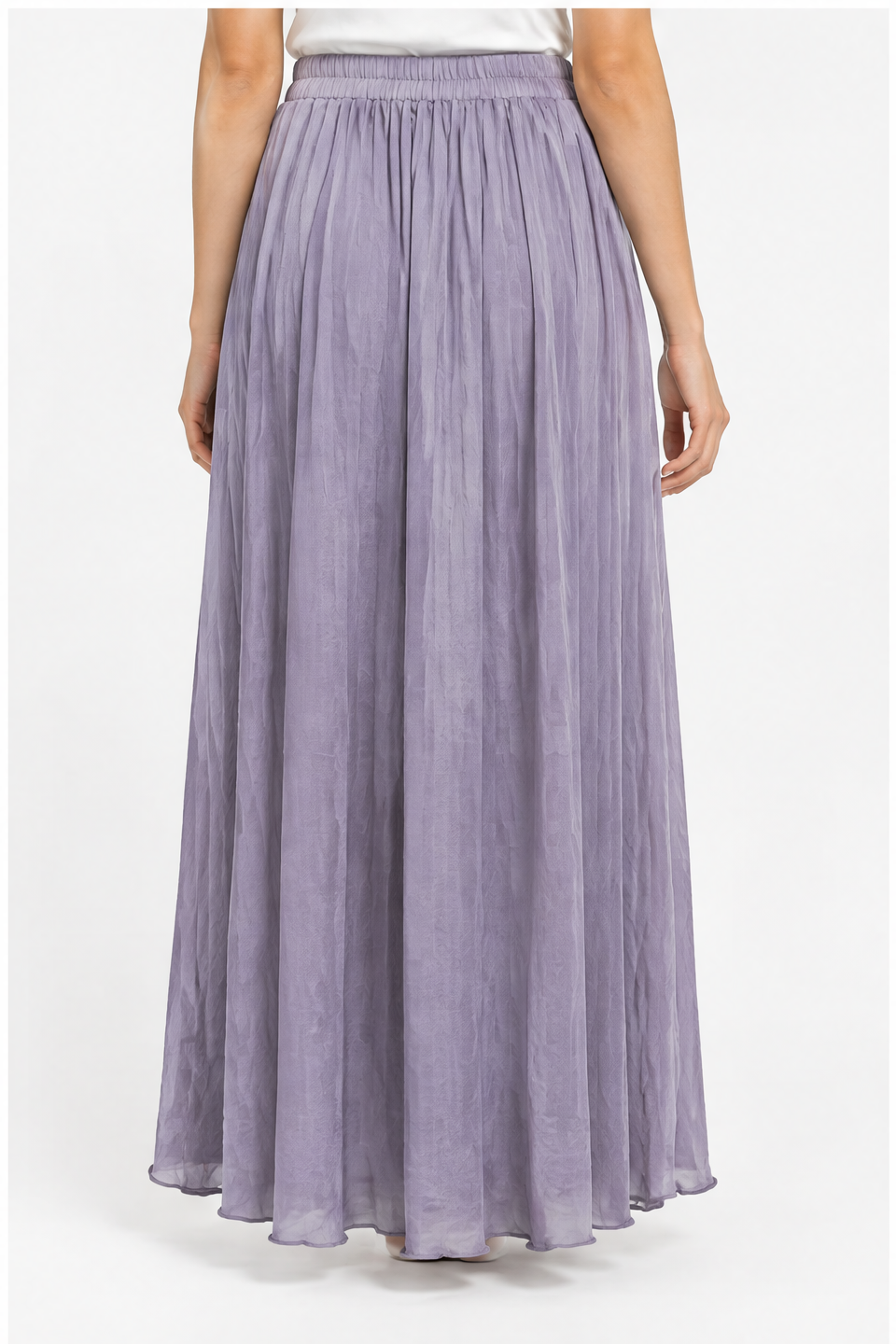 Loose-Fit Pleated Skirt with Elastic Waist
