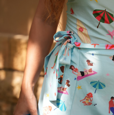 Printed Swimsuit Skirt With Tie